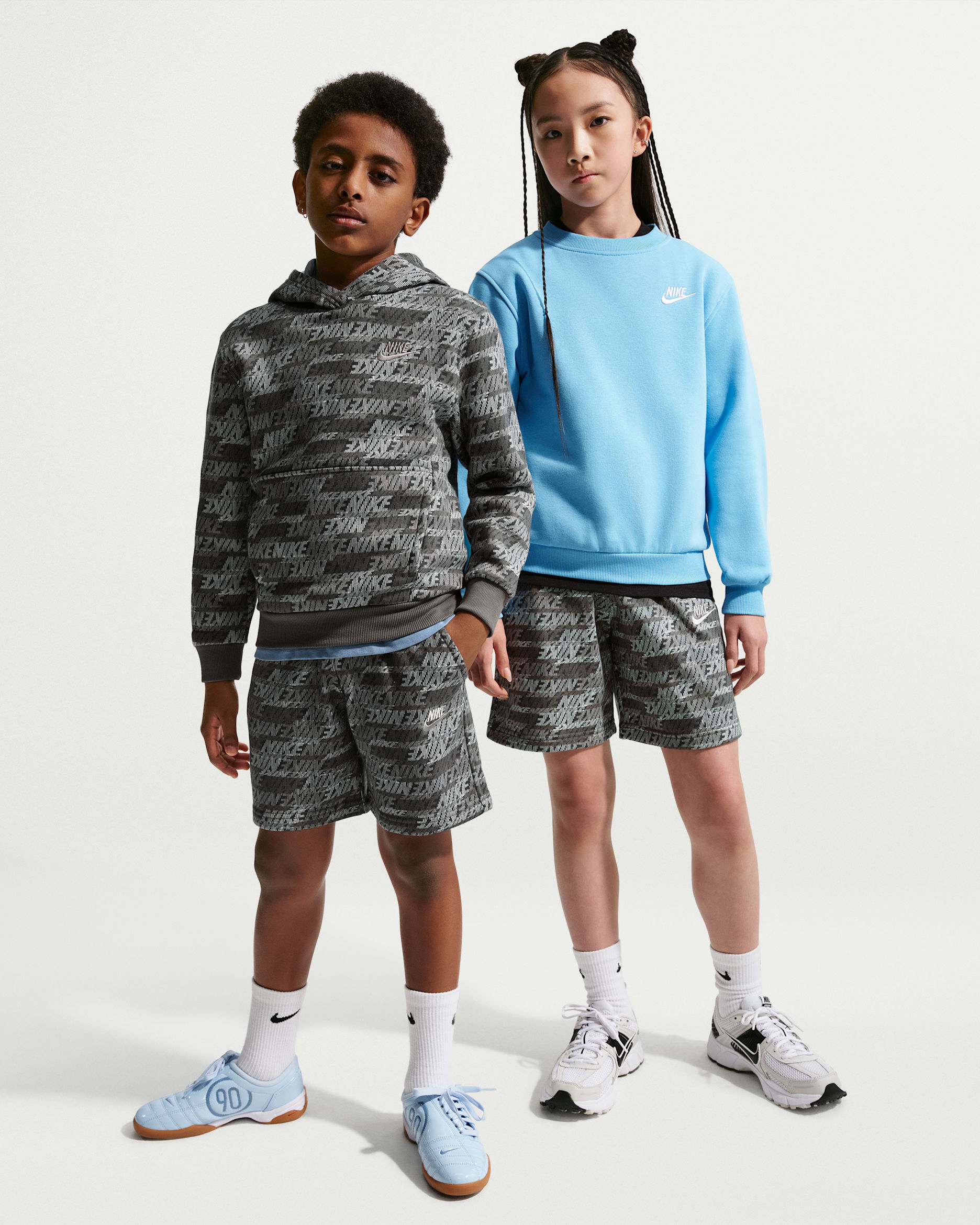 Nike Sportswear Club Fleece Big Kids' French Terry Shorts - Cave Stone/Cave Stone/Moon Particle