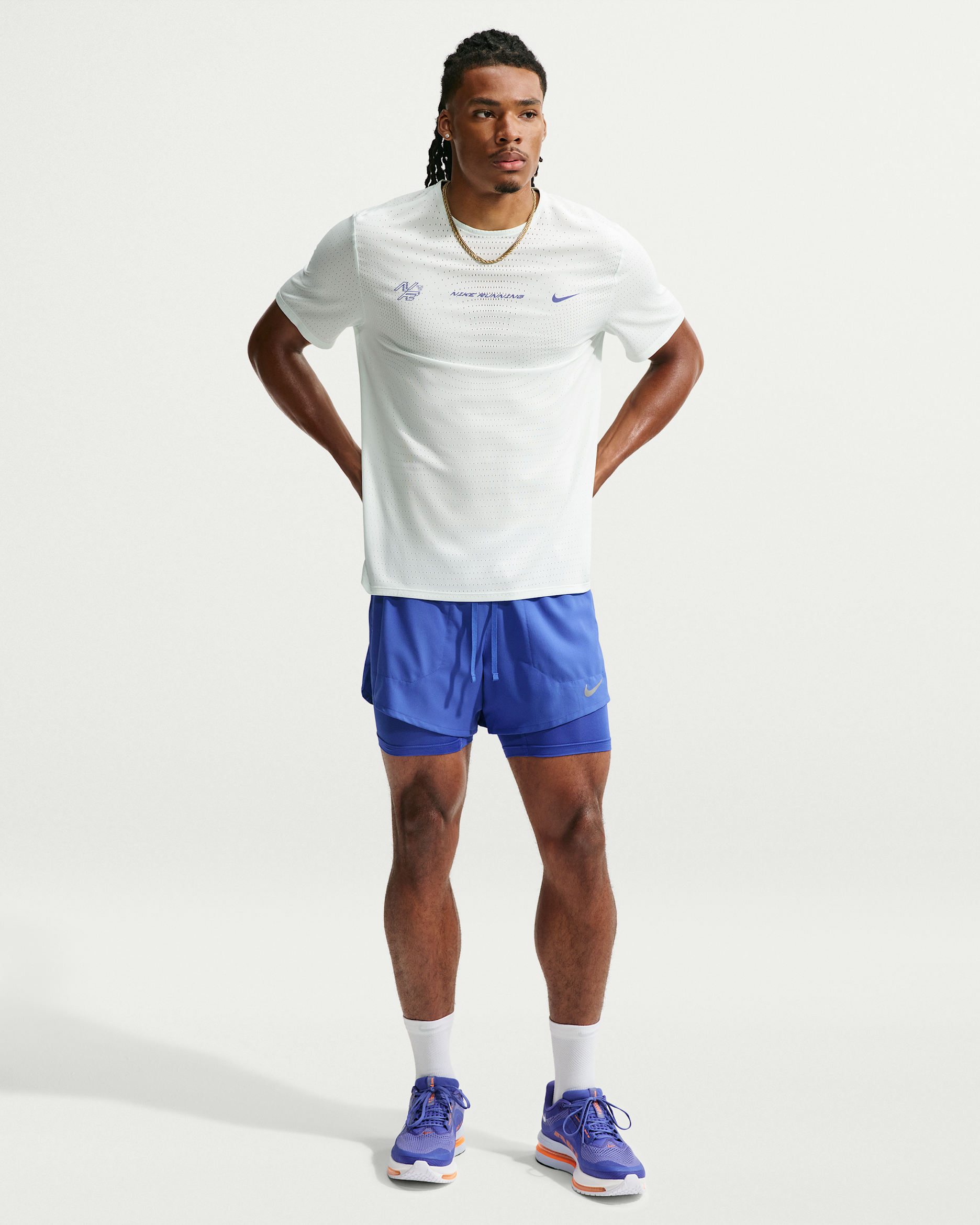 Ανδρικό υβριδικό σορτς για τρέξιμο Dri-FIT Nike Stride 13 cm - Lapis