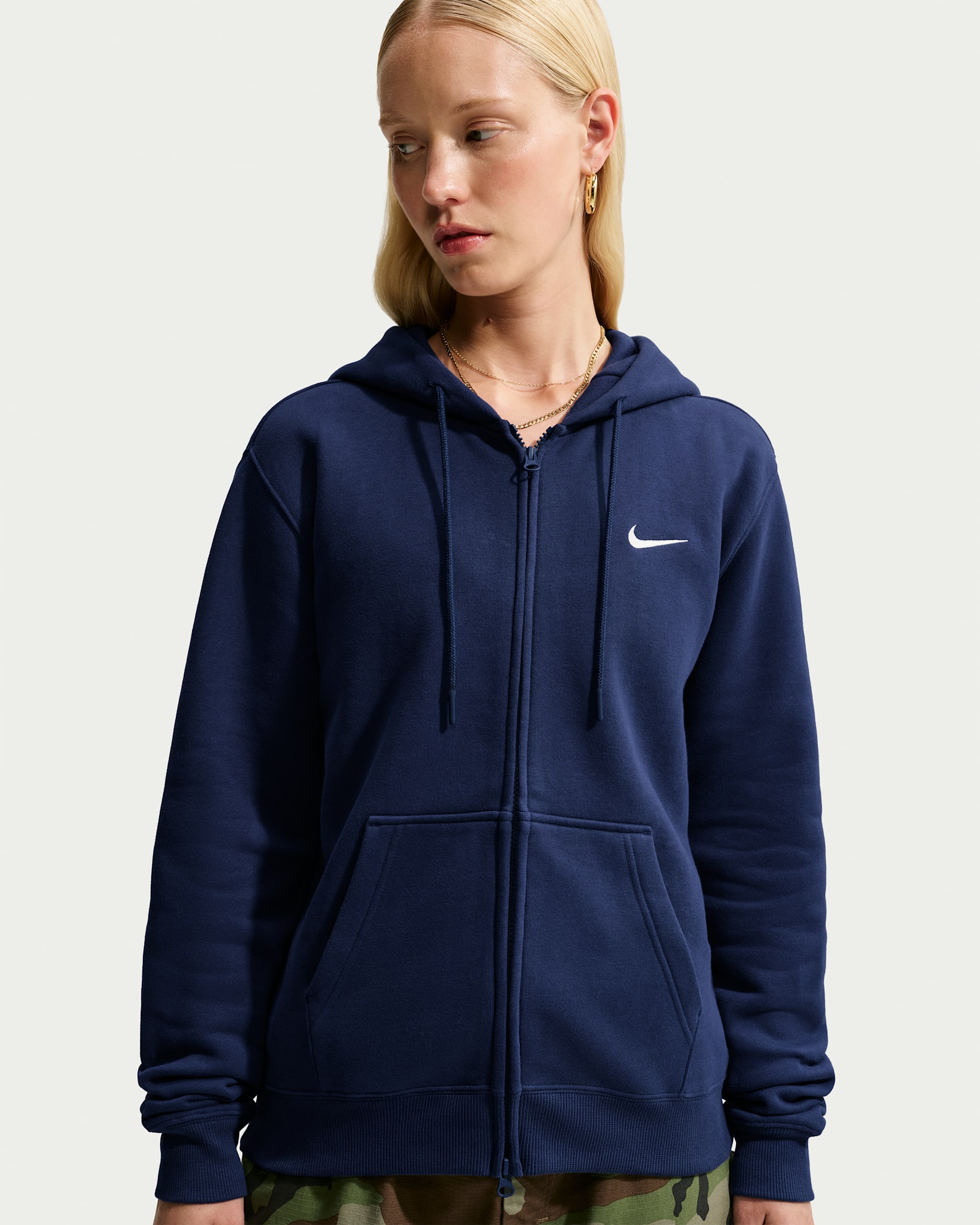 Nike Studio Fleece Medium Weight Women's Full-Zip Hoodie - Midnight Navy/Sail