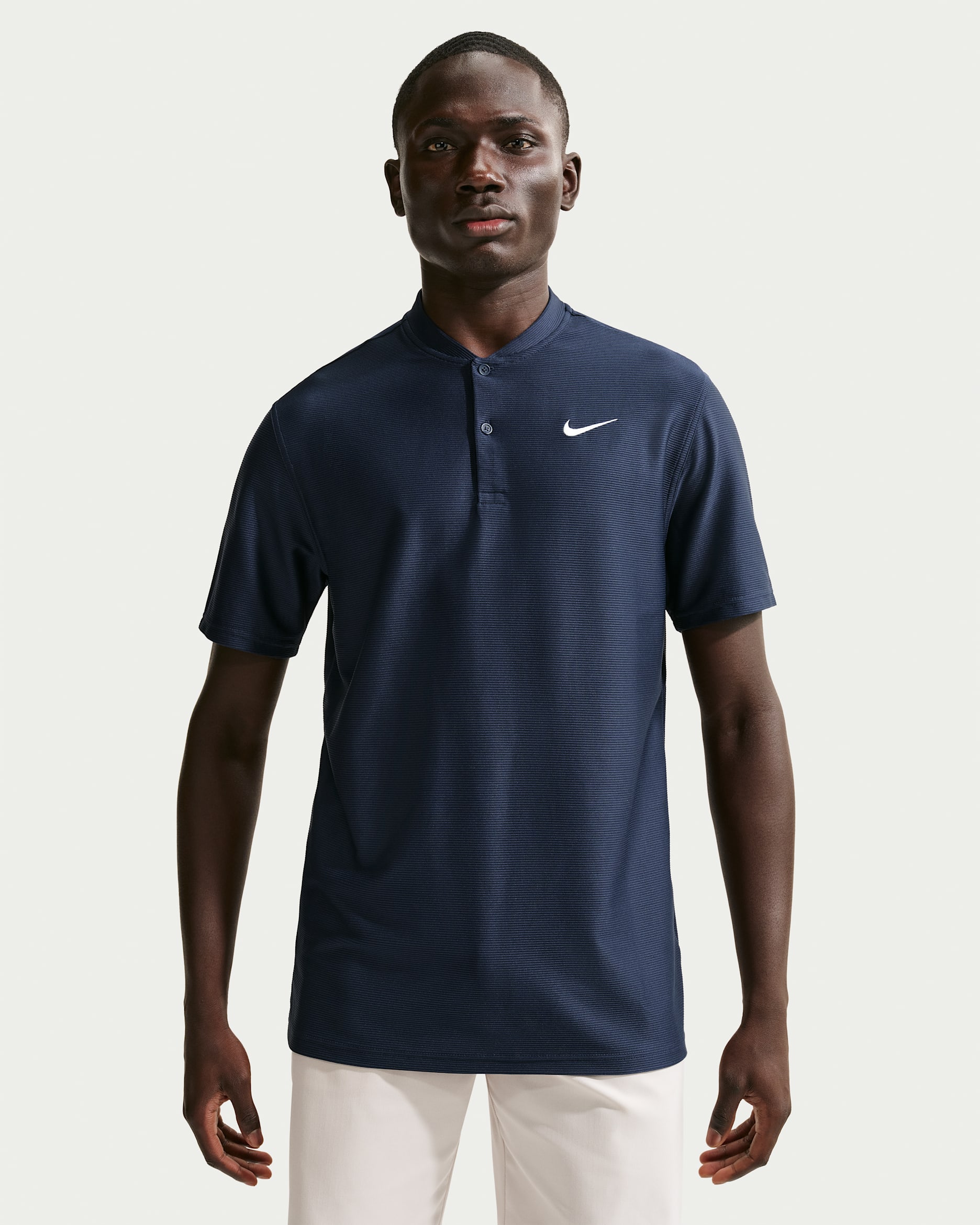 Polo de golf Dri-FIT à col minimaliste Nike Velocity pour homme - College Navy/Blanc