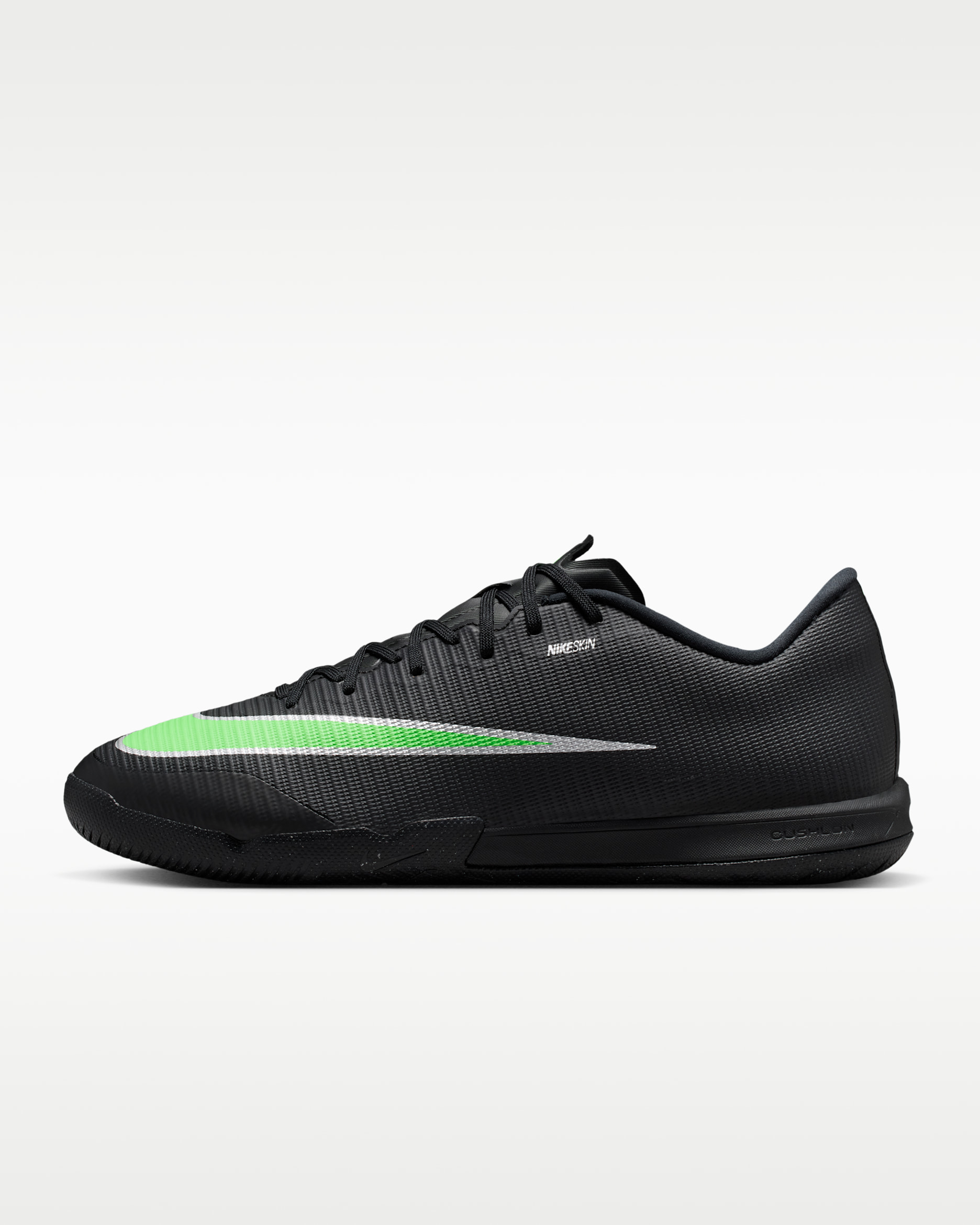 Nike Mercurial Vapor 17 Academy Indoor/Court Low-Top Soccer Shoes - Black/Black/Illusion Green