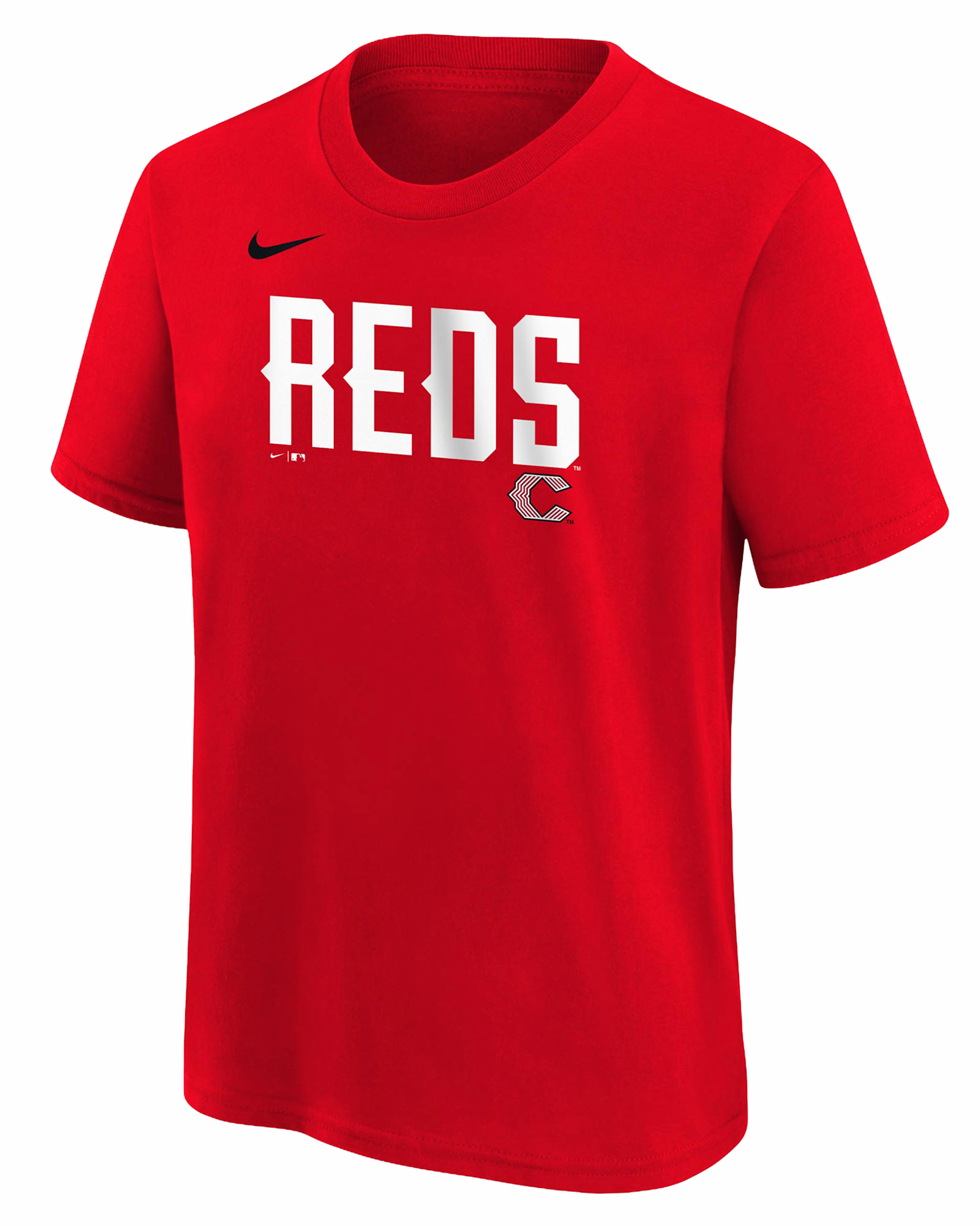Playera Nike de la MLB para niños talla grande Cincinnati Reds City Connect Wordmark - Rojo