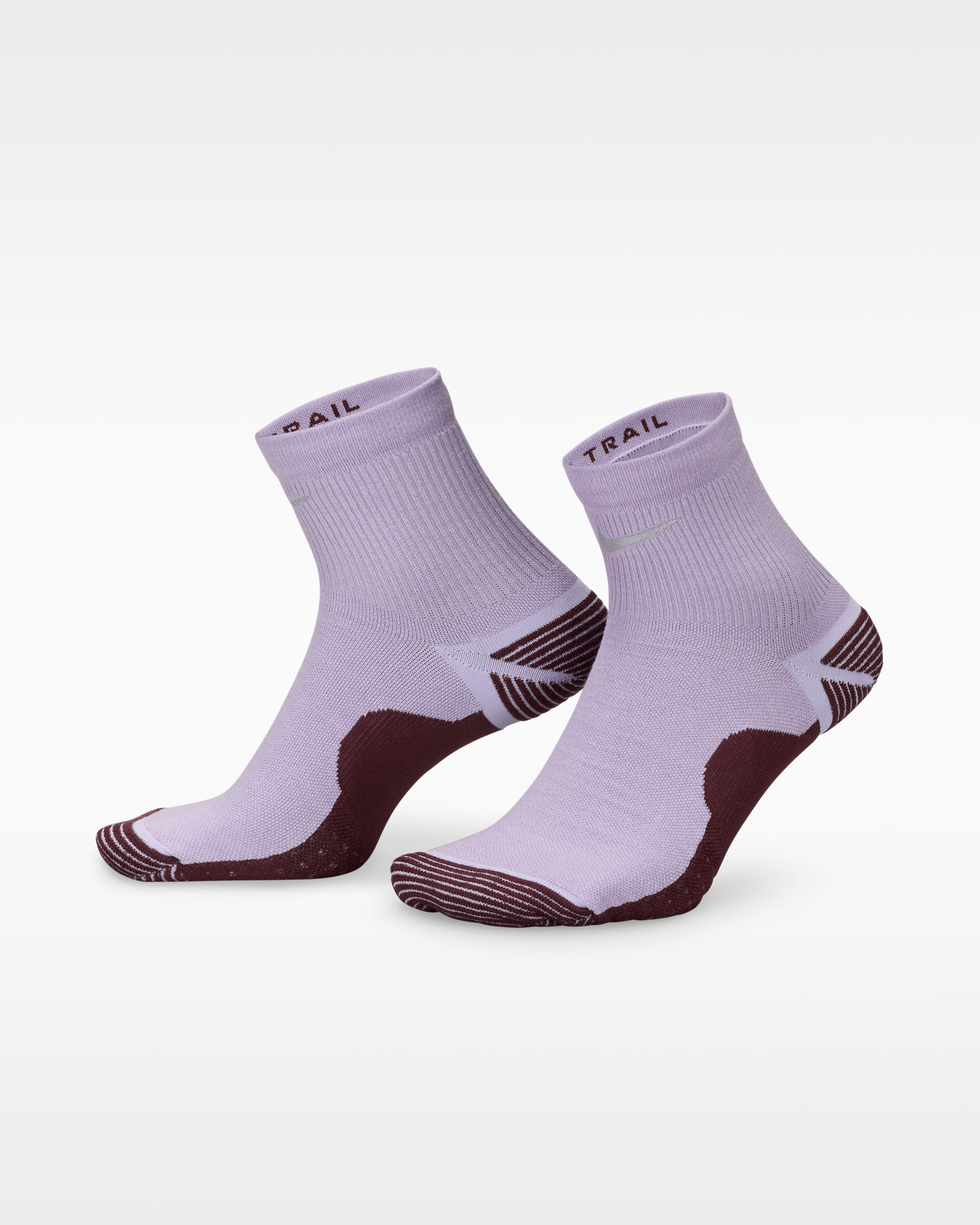 Nike Trail Running Ankle Socks (1 Pair) - Hydrangeas/Burgundy Crush/Cement Grey