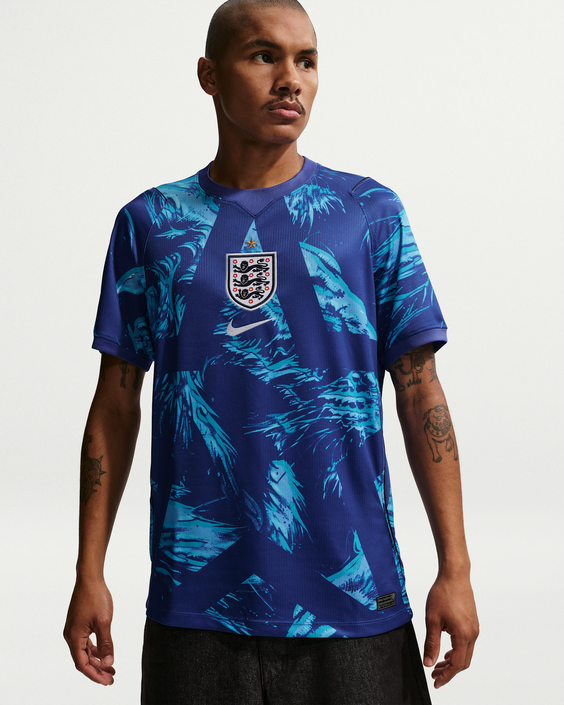 Męska koszulka piłkarska z krótkim rękawem Nike Dri-FIT Anglia Stadium 2026 Goalkeeper – replika - Astronomy Blue/Czerń/Biel