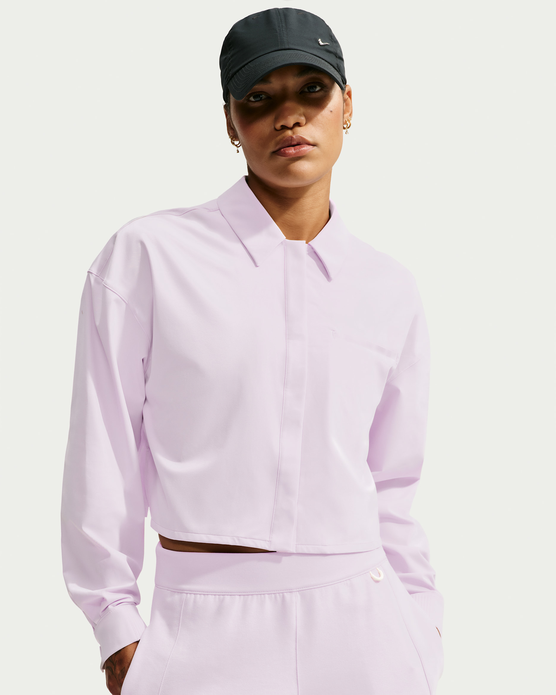 Nike 24.7 PerfectStretch Women's Dri-FIT UV Protection Cropped Long-Sleeve Shirt - Bleached Lilac/Platinum Violet