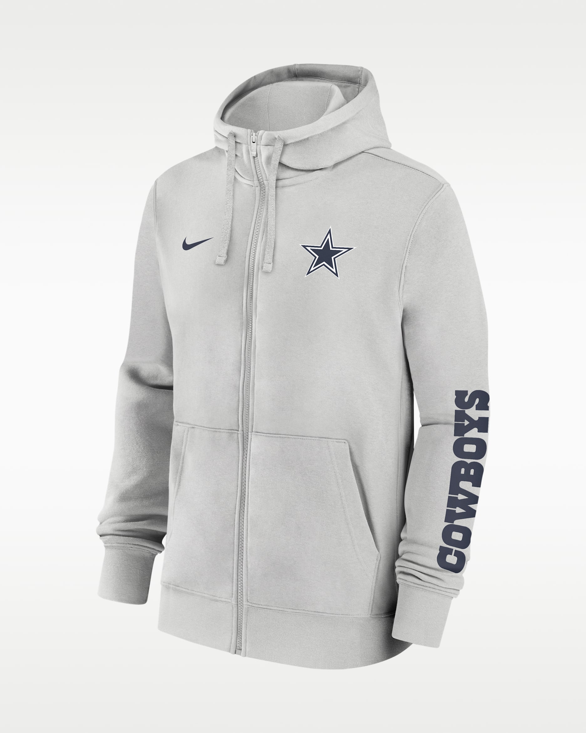 Dallas Cowboys Club Men's Nike NFL Full-Zip Hoodie - Grey