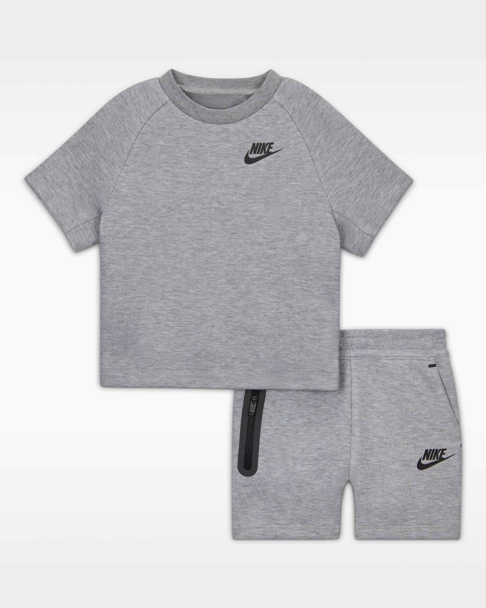 Nike Baby Tech Fleece T-Shirt and Shorts Set - Dark Grey Heather