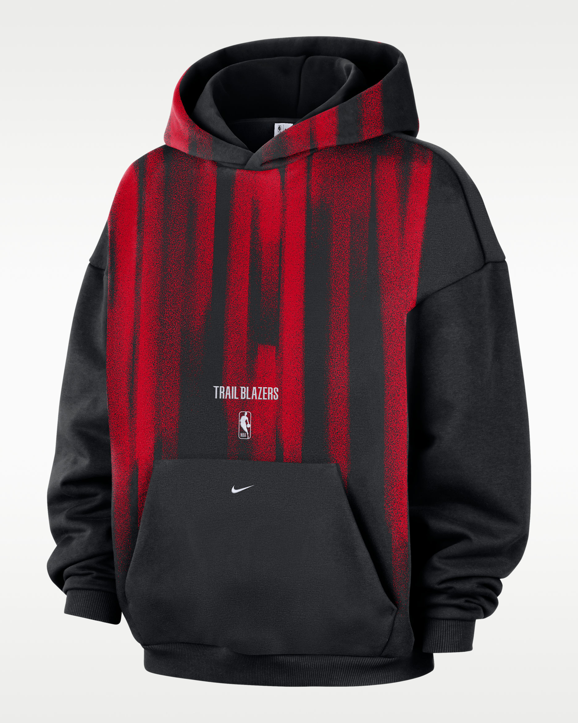Portland Trail Blazers Standard Issue Men's Therma-FIT Fleece Basketball Hoodie - Black/White