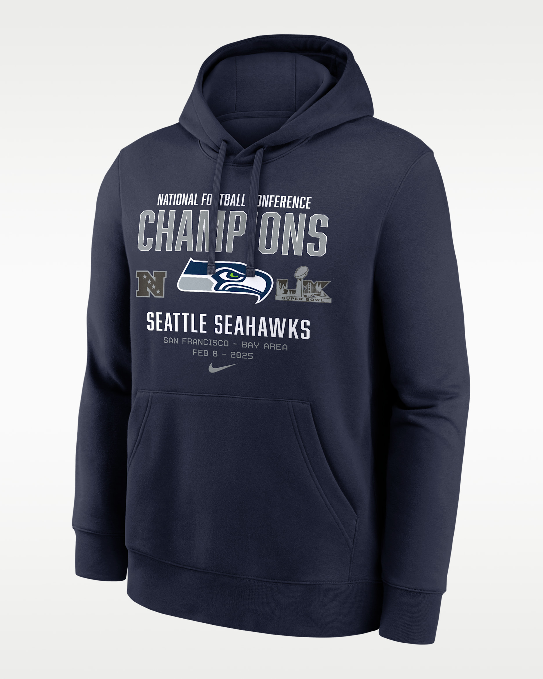 Seattle Seahawks 2026 NFC Champions Team Nation Men's Nike NFL Pullover Hoodie - Navy