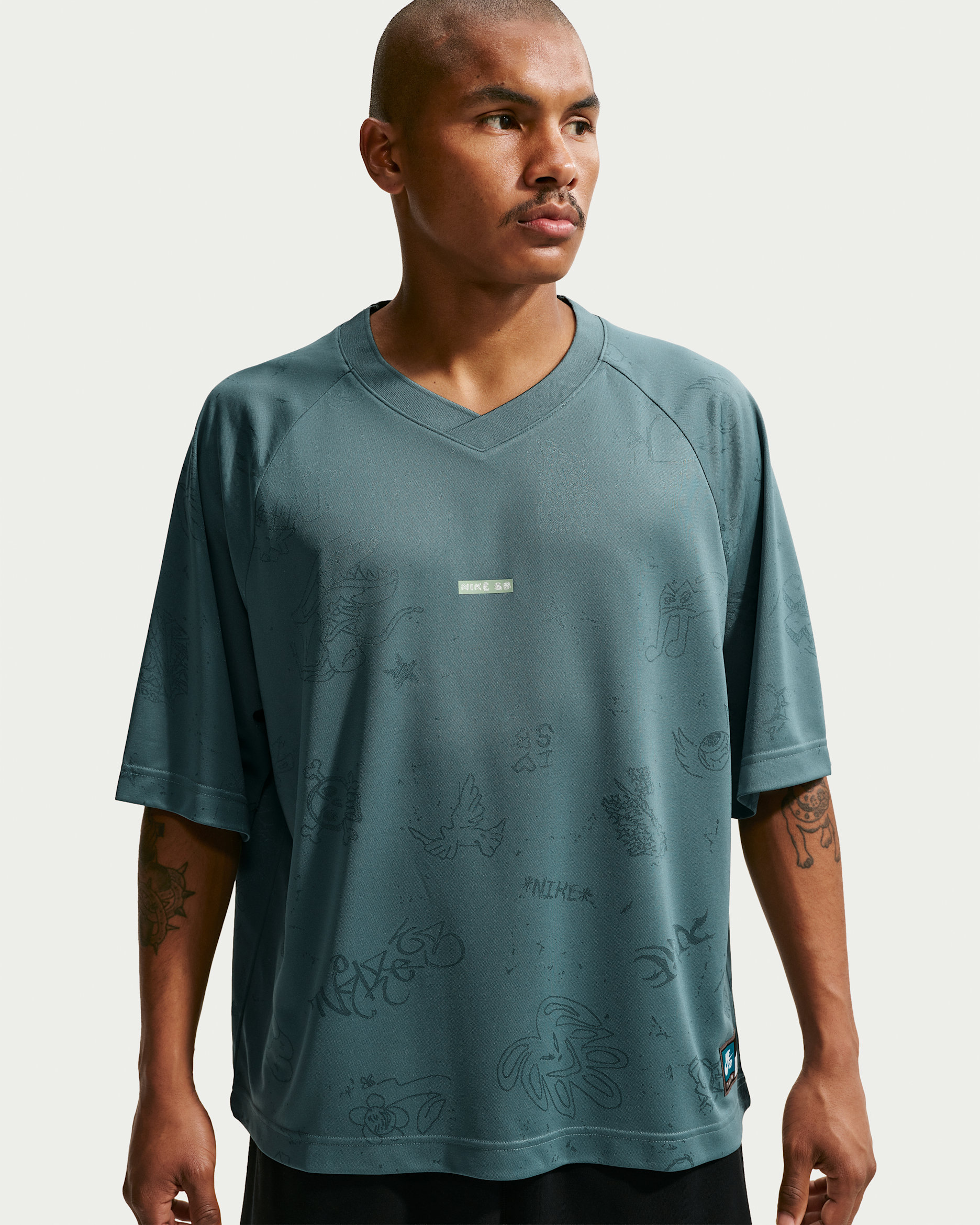 Nike SB Jacquard Skate Jersey Top - Mineral Slate