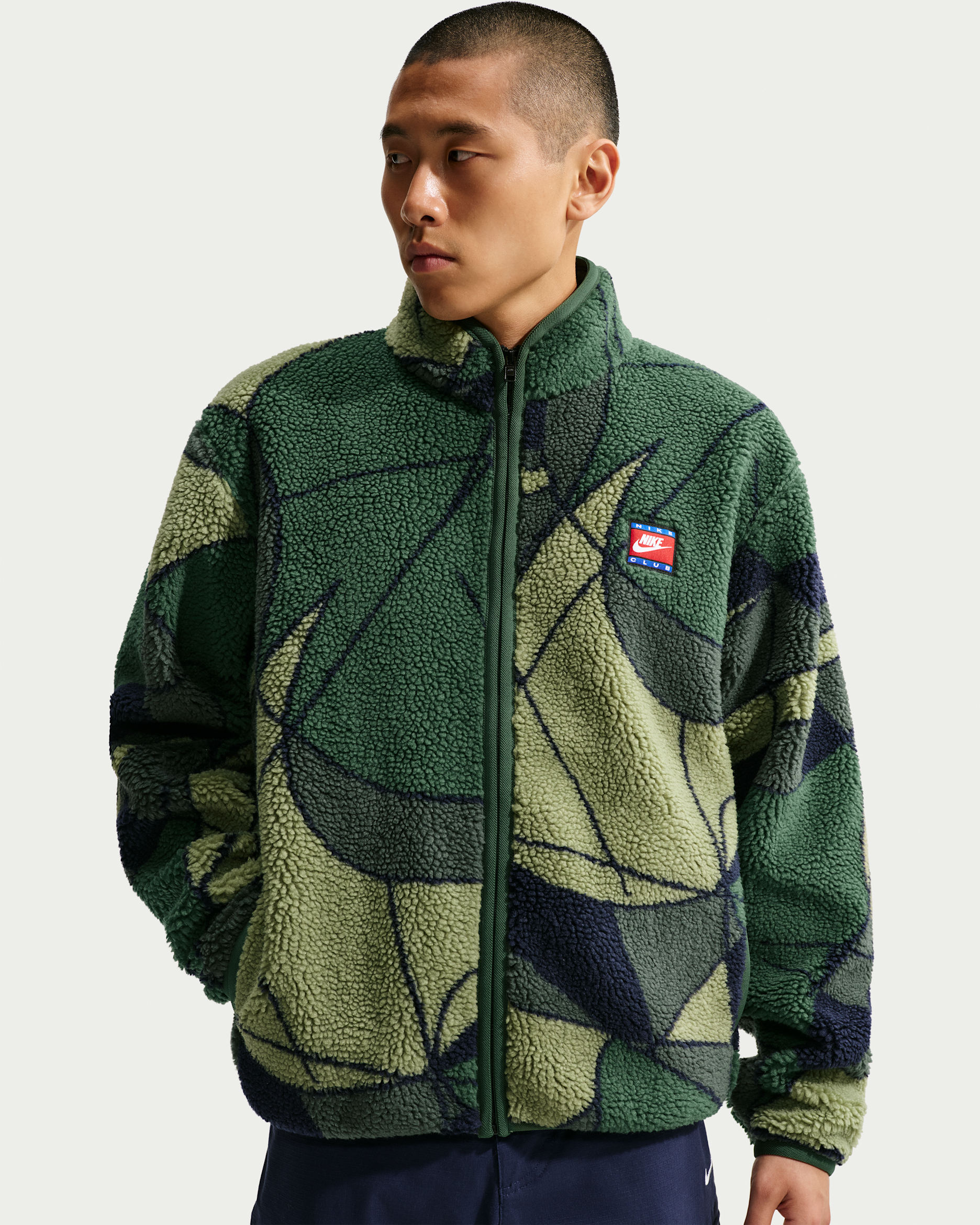 Nike Club Men's Winterized Fleece Full-Zip Jacket - Fir/Light Smoke Grey