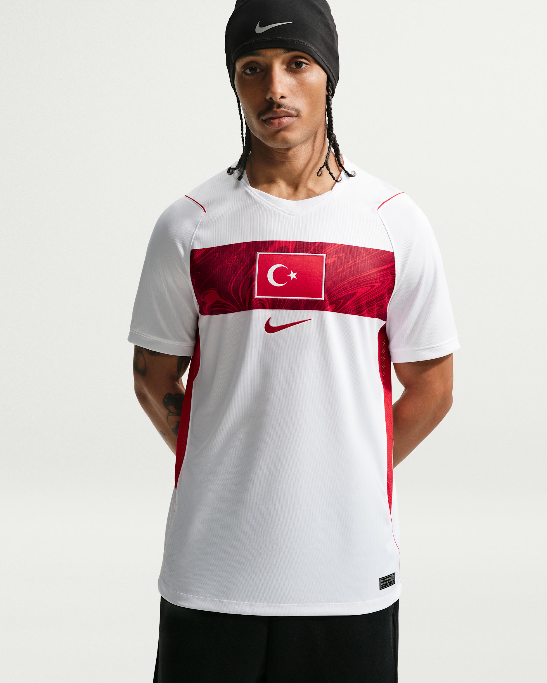 Haut de foot Replica Nike Dri-FIT Turquie 2026 Stadium Extérieur pour homme - Blanc/Sport Red/Sport Red