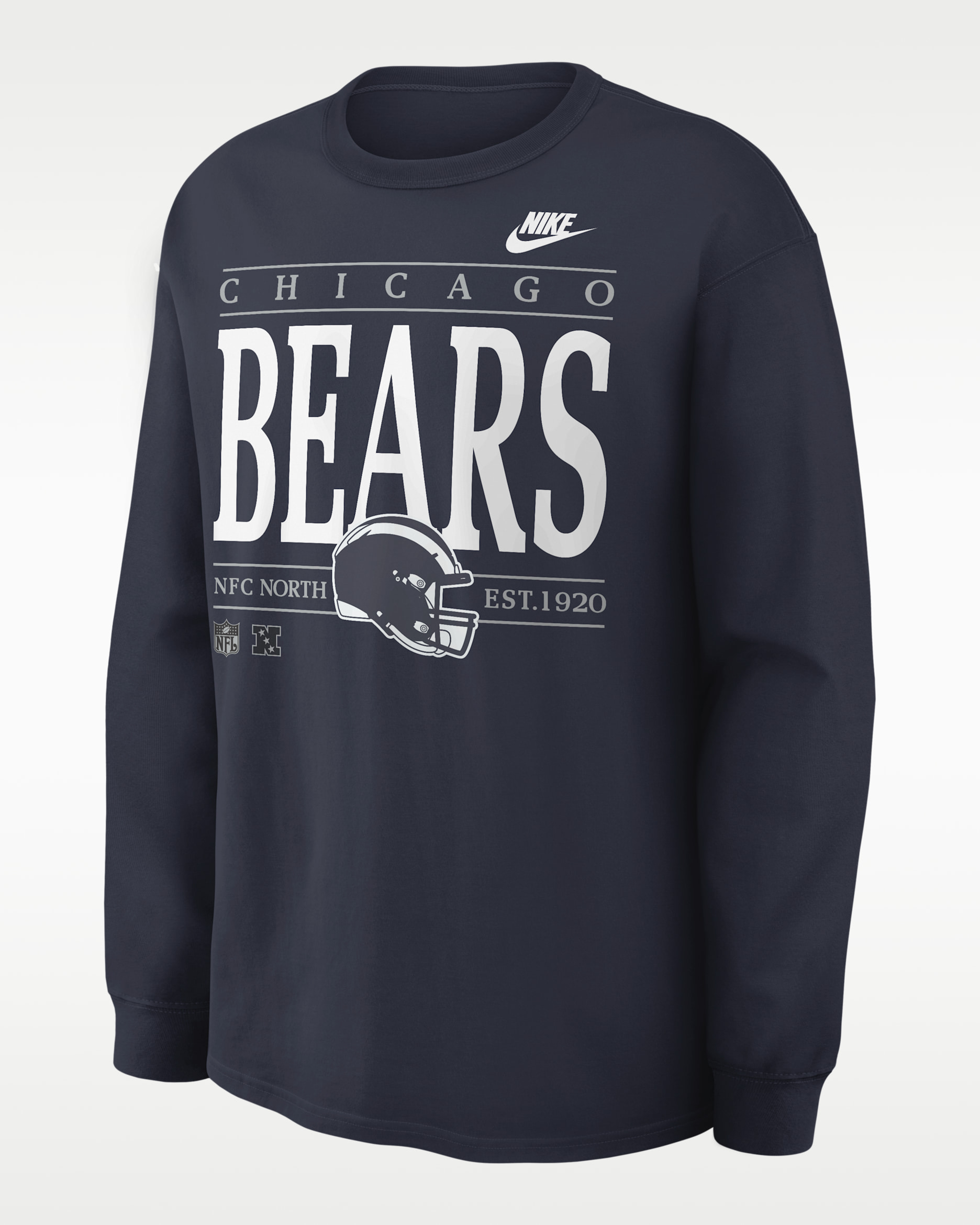 Playera de manga larga Nike de la NFL para hombre Chicago Bears Rewind Max90 - Azul marino