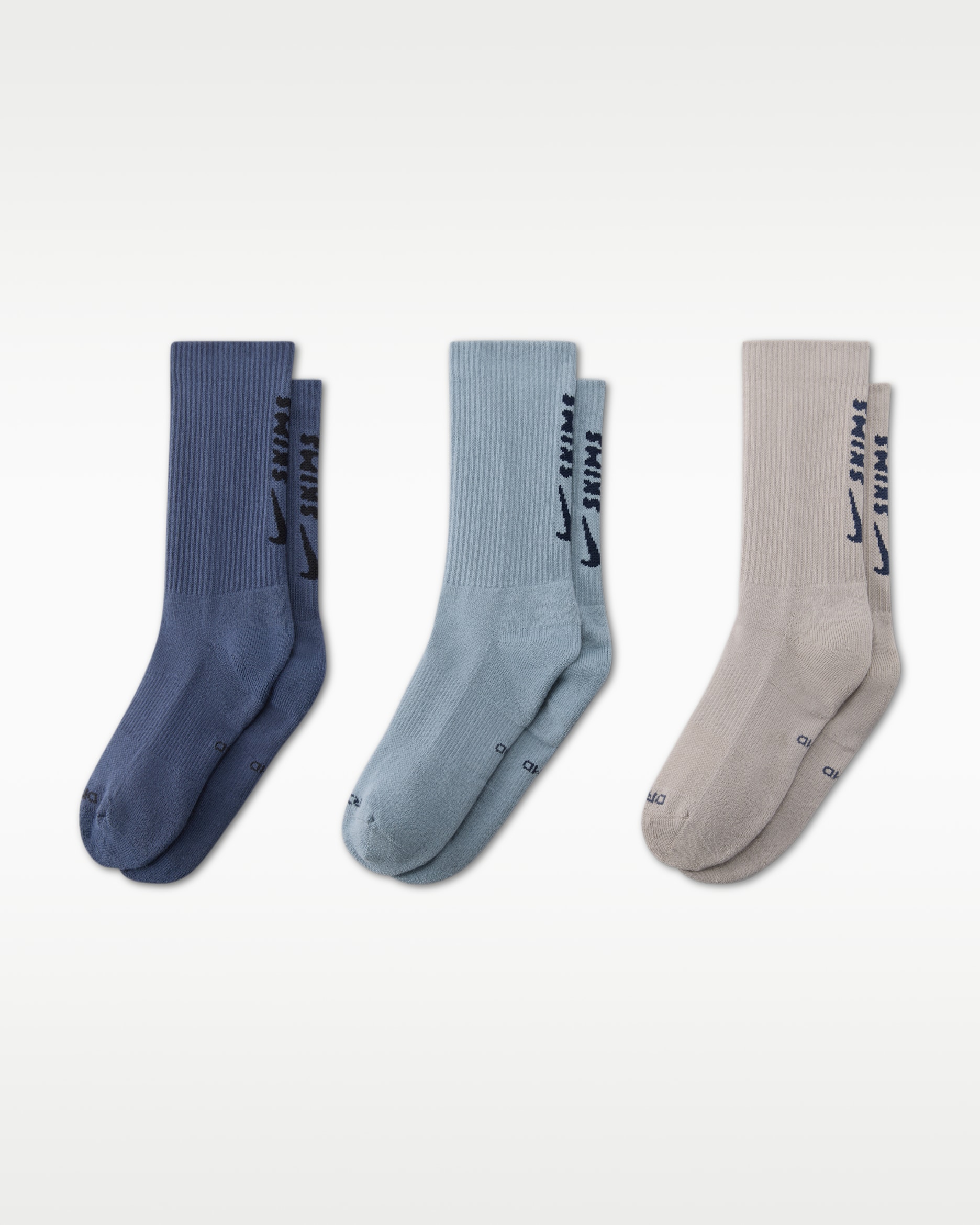 NikeSKIMS Women's Dri-FIT Crew Socks (3 Pairs) - Multi-Color/NSKM STONE