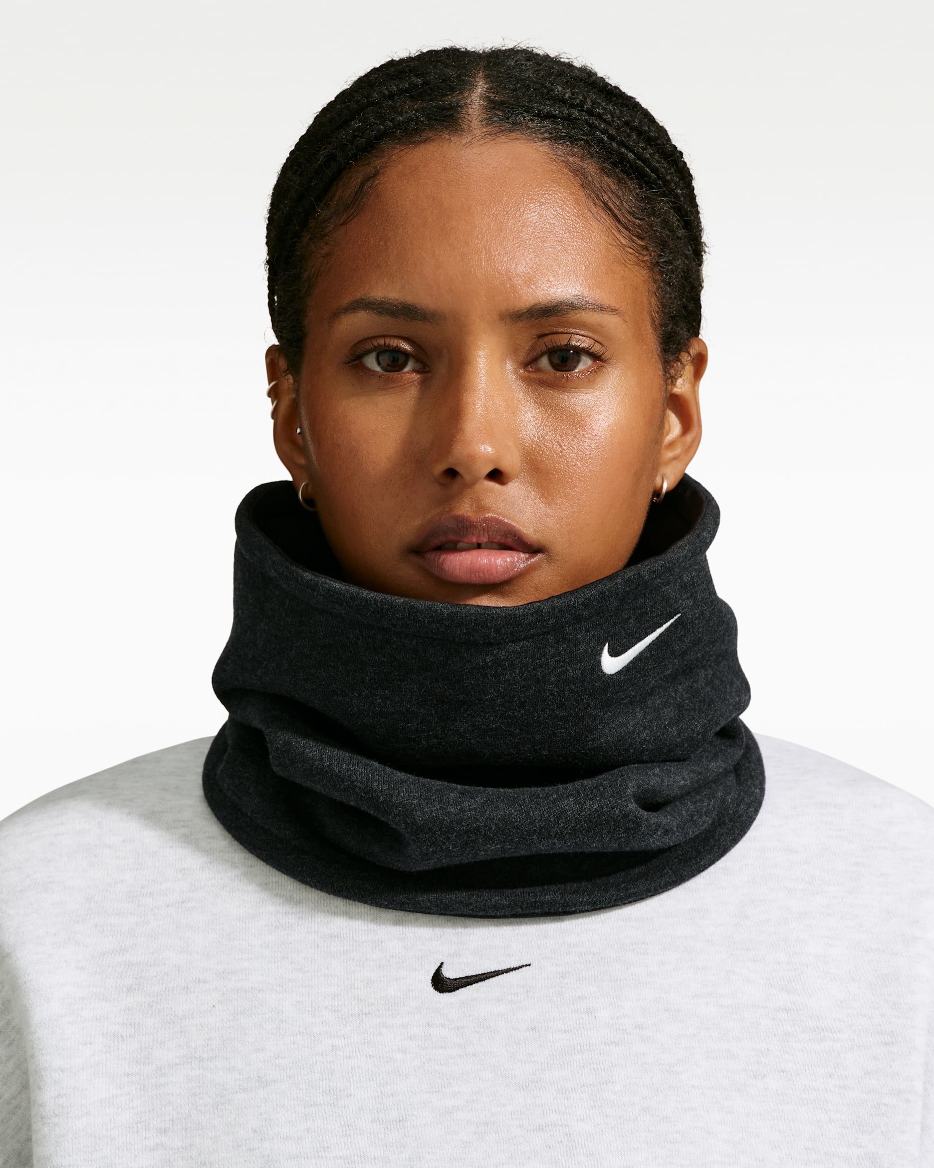 Nike Studio Fleece Reversible Neck Warmer - Black Heather/Sail
