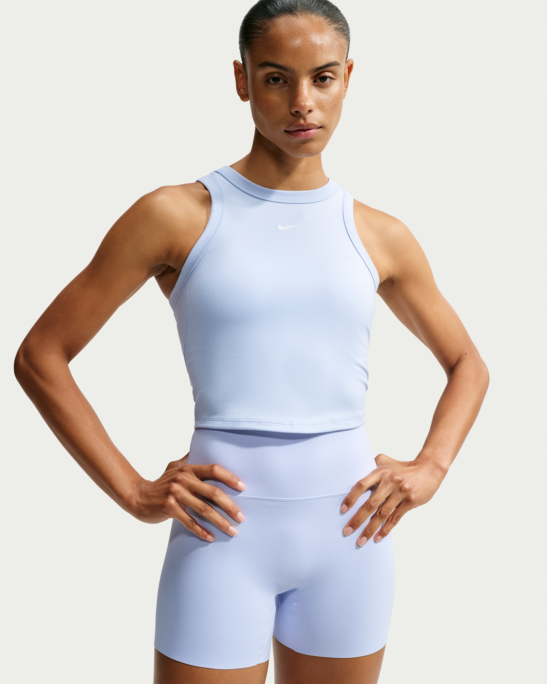 Nike One Fitted Women's Dri-FIT Cropped Tank Top - Hydrogen Blue/White