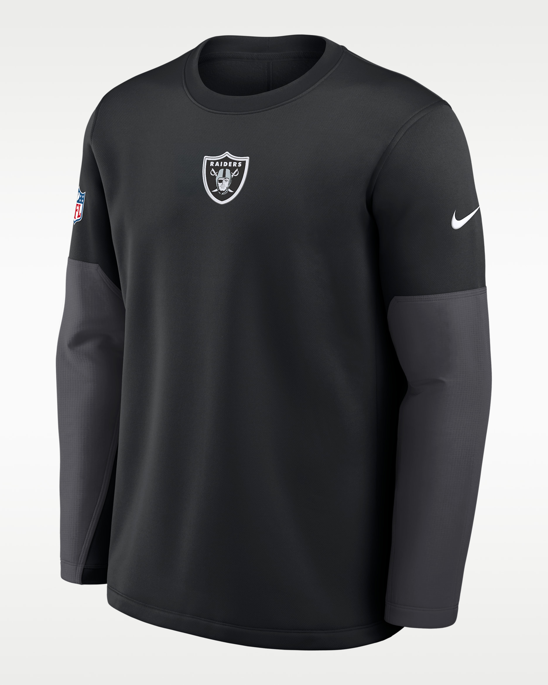 Playera de manga larga Nike Therma-FIT de la NFL para hombre Las Vegas Raiders Scripted To Win Sideline Coach - Negro