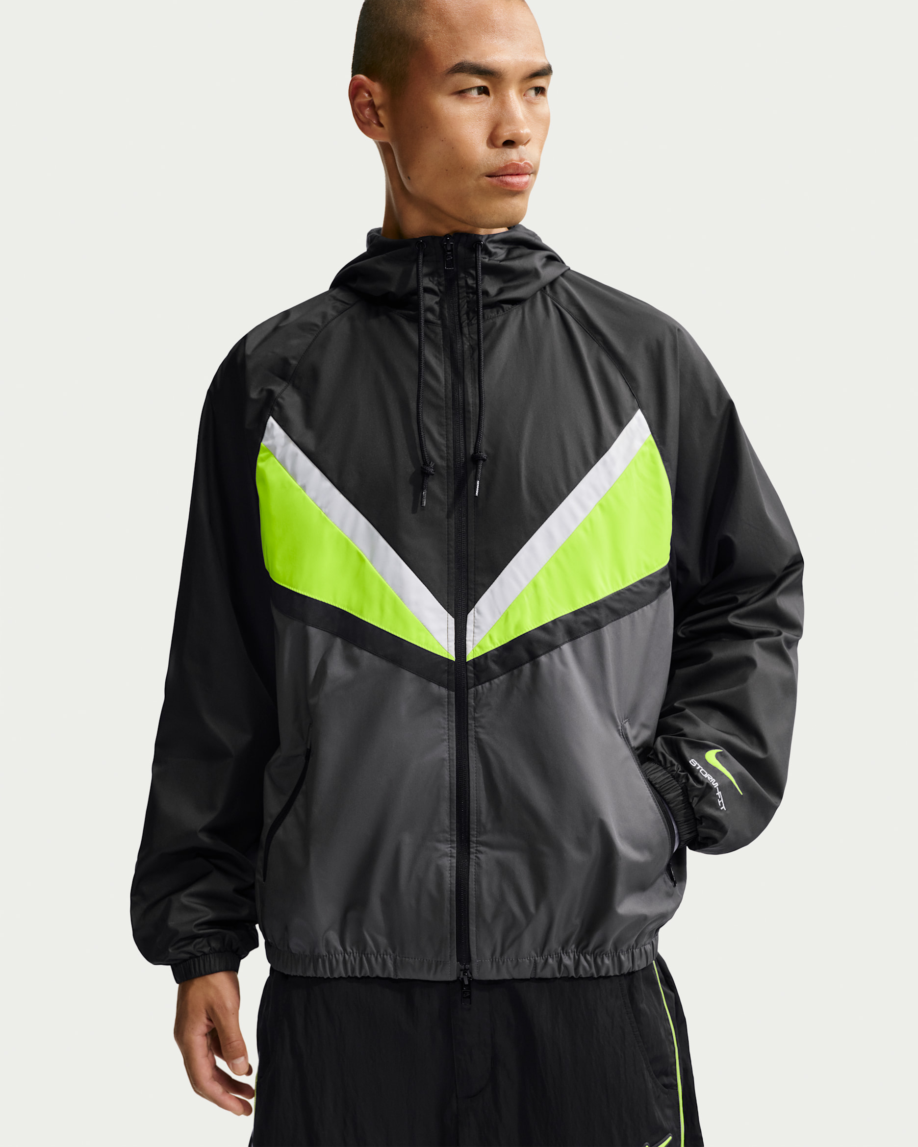 Nike Sportswear Windrunner Men's Lined Jacket - Black/Iron Grey/Volt