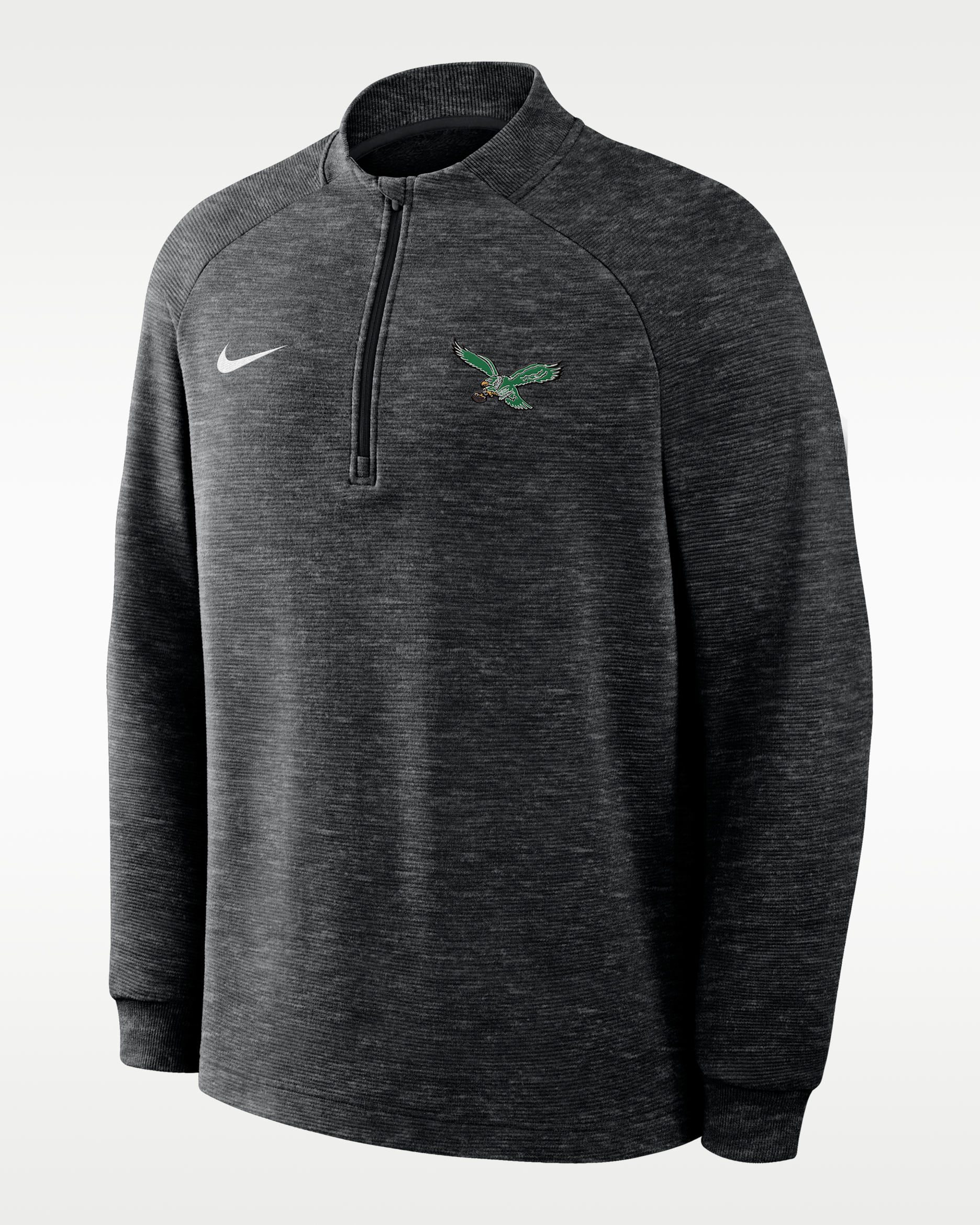 Sudadera Nike Therma-FIT de la NFL de medio cierre para hombre Philadelphia Eagles Par - Negro jaspeado