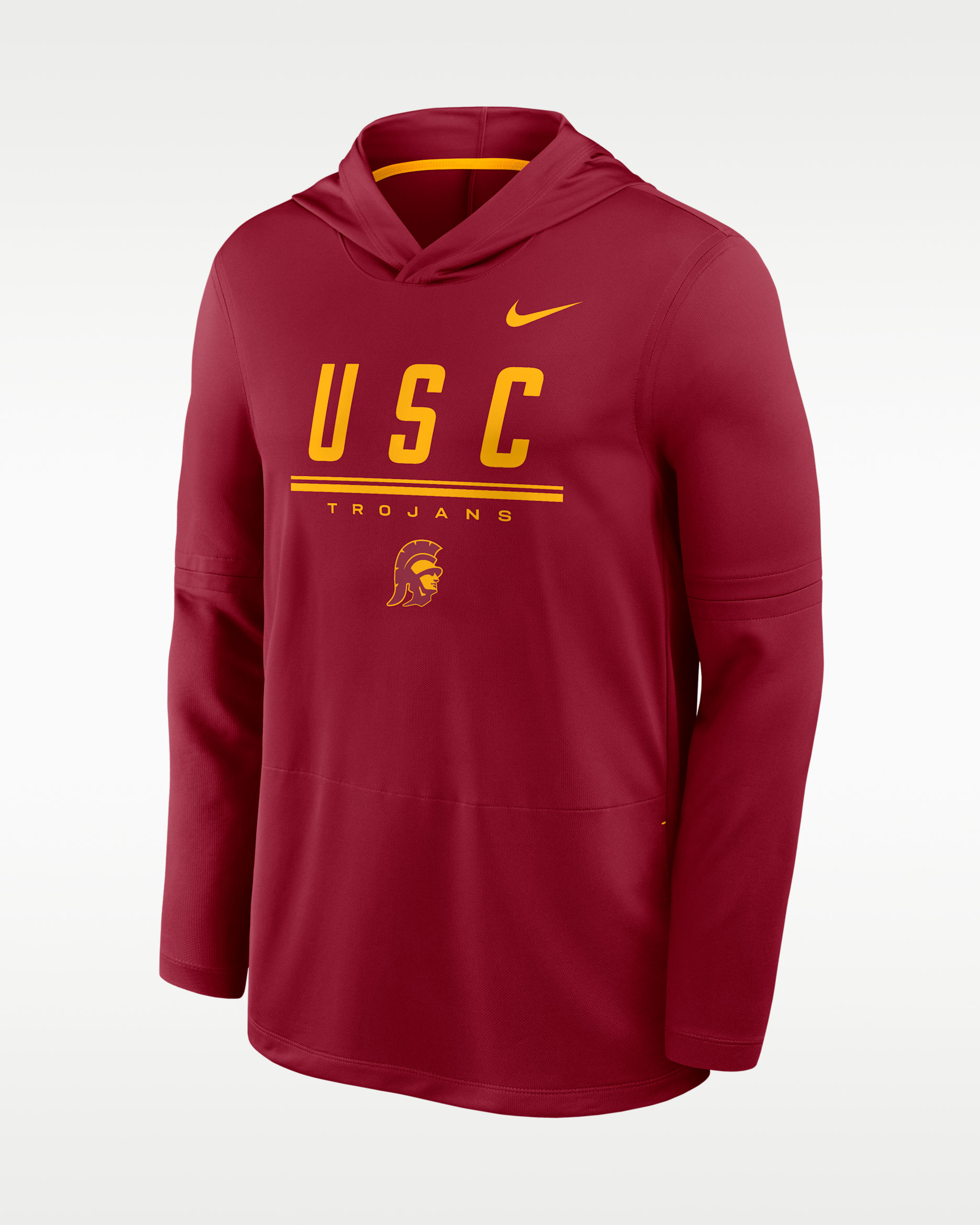 Playera de manga larga universitaria Nike Dri-FIT con gorro para hombre USC Sideline - Carmesí team/Oro universitario