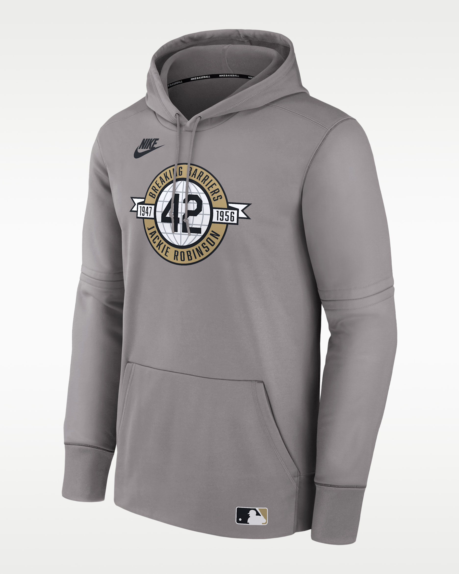 Brooklyn Dodgers Authentic Collection 2026 Jackie Robinson Day Men's Nike Therma MLB Pullover Hoodie - White