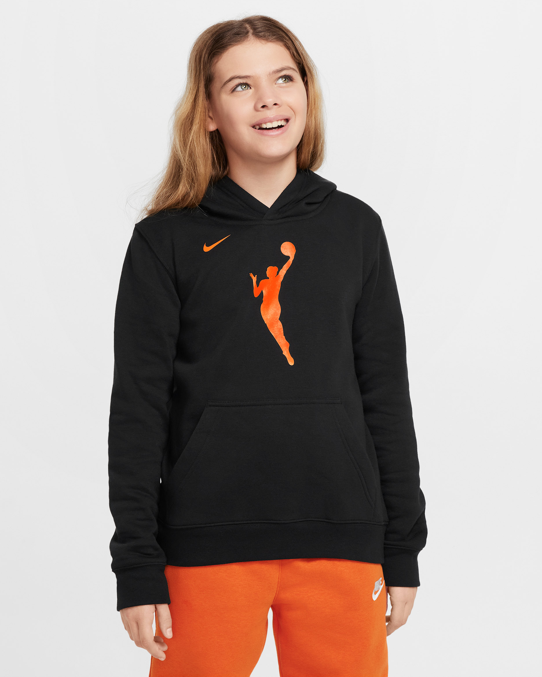 Sudadera con gorro sin cierre Nike WNBA para niños talla grande Team 13 Essential - Negro