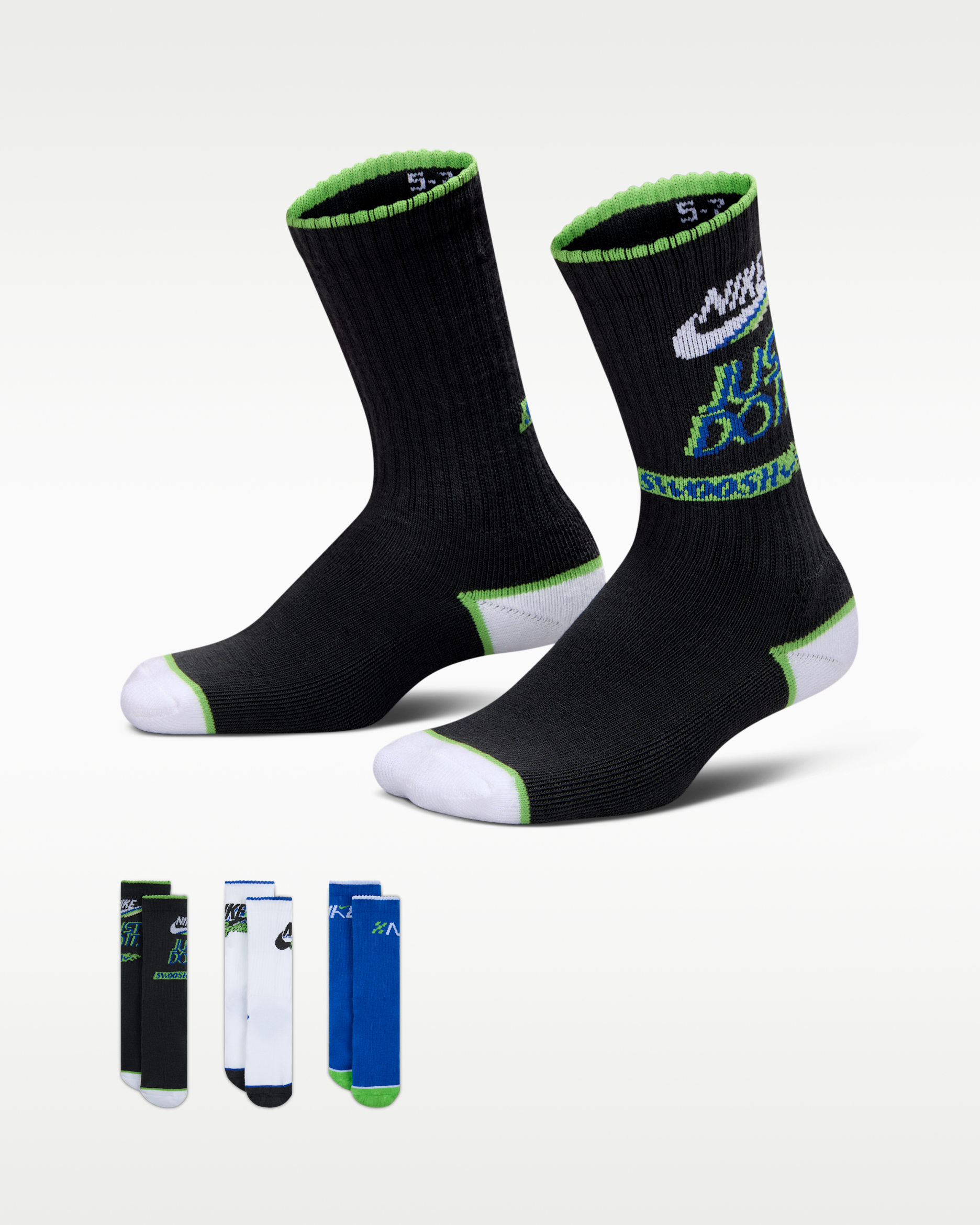 ナイキ ジュニア ビクトリー ラップ クルー ソックス (3足) - ダークスモークグレー