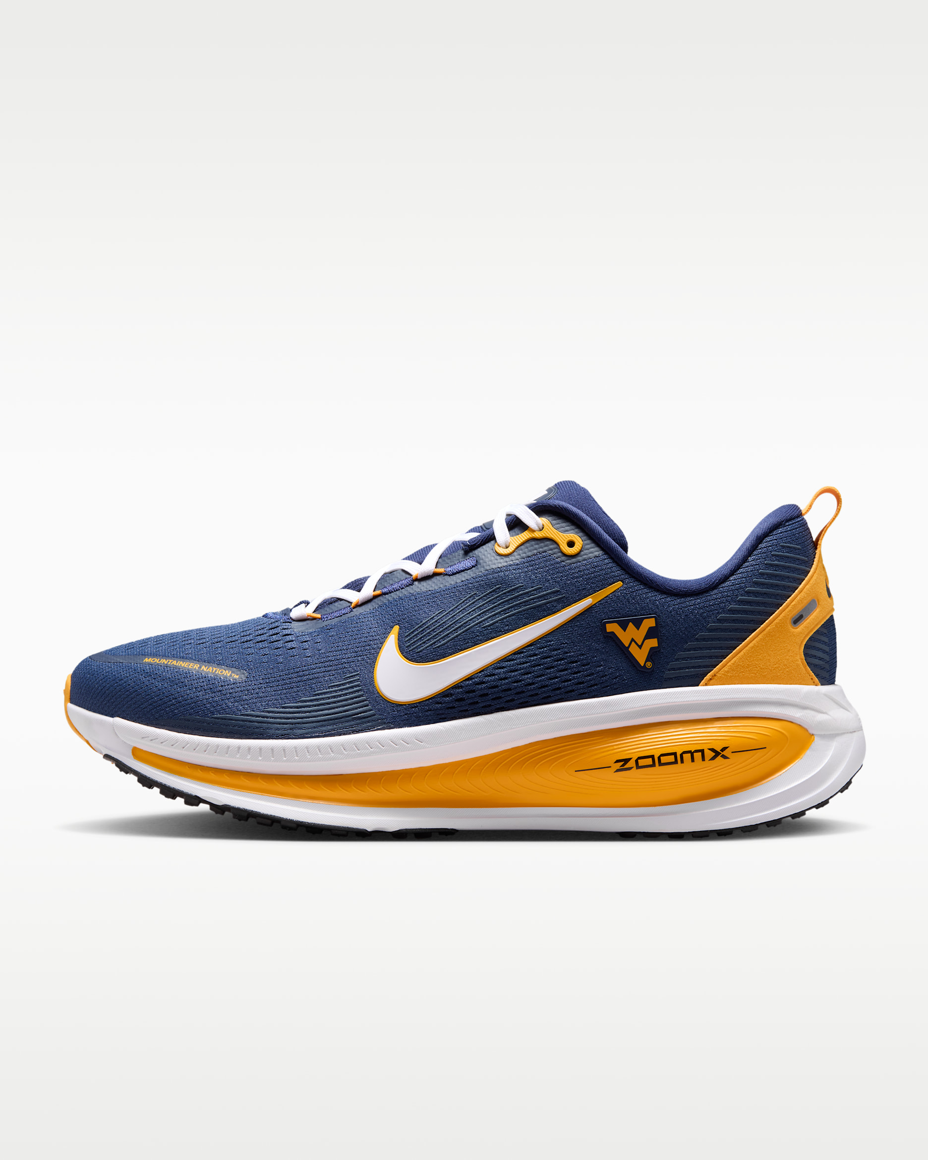 Nike College Vomero 18 (West Virginia) Men's Road Running Shoes - College Navy/University Gold/White