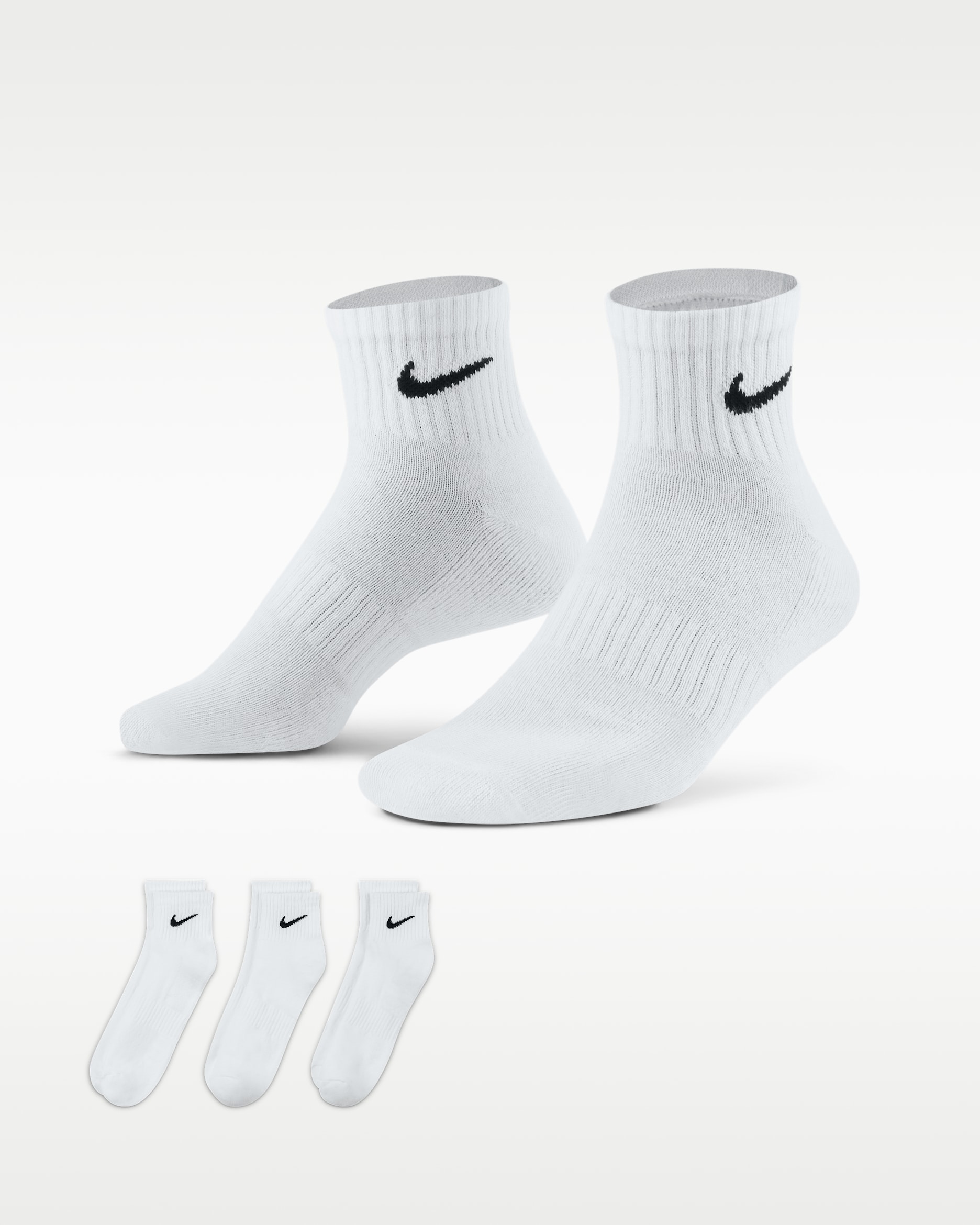 Nike Everyday Cushioned Trainingsenkelsokken (3 paar) - Wit/Zwart