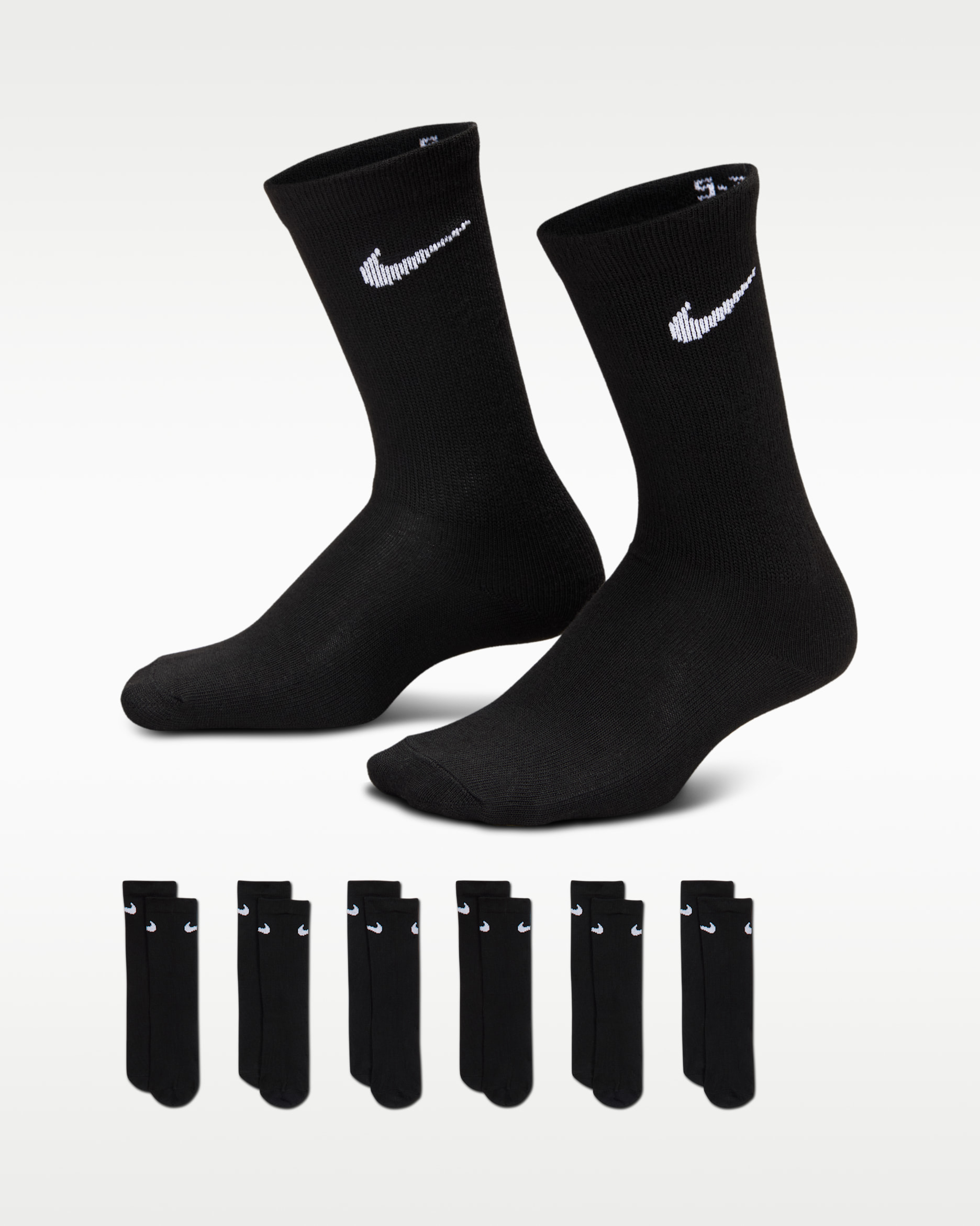 Nike Little Kids Crew Socks (6 Pairs) - Black