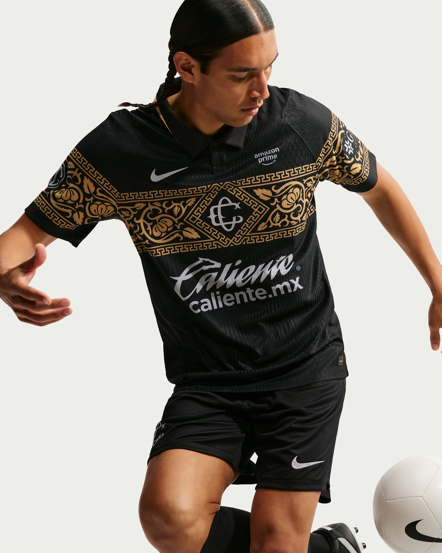 Jersey de futbol Nike Aero-FIT Authentic del C.D. Guadalajara alternativo 2026/27 Match para hombre - Negro/Oro genuino/Plata liso/Plata liso