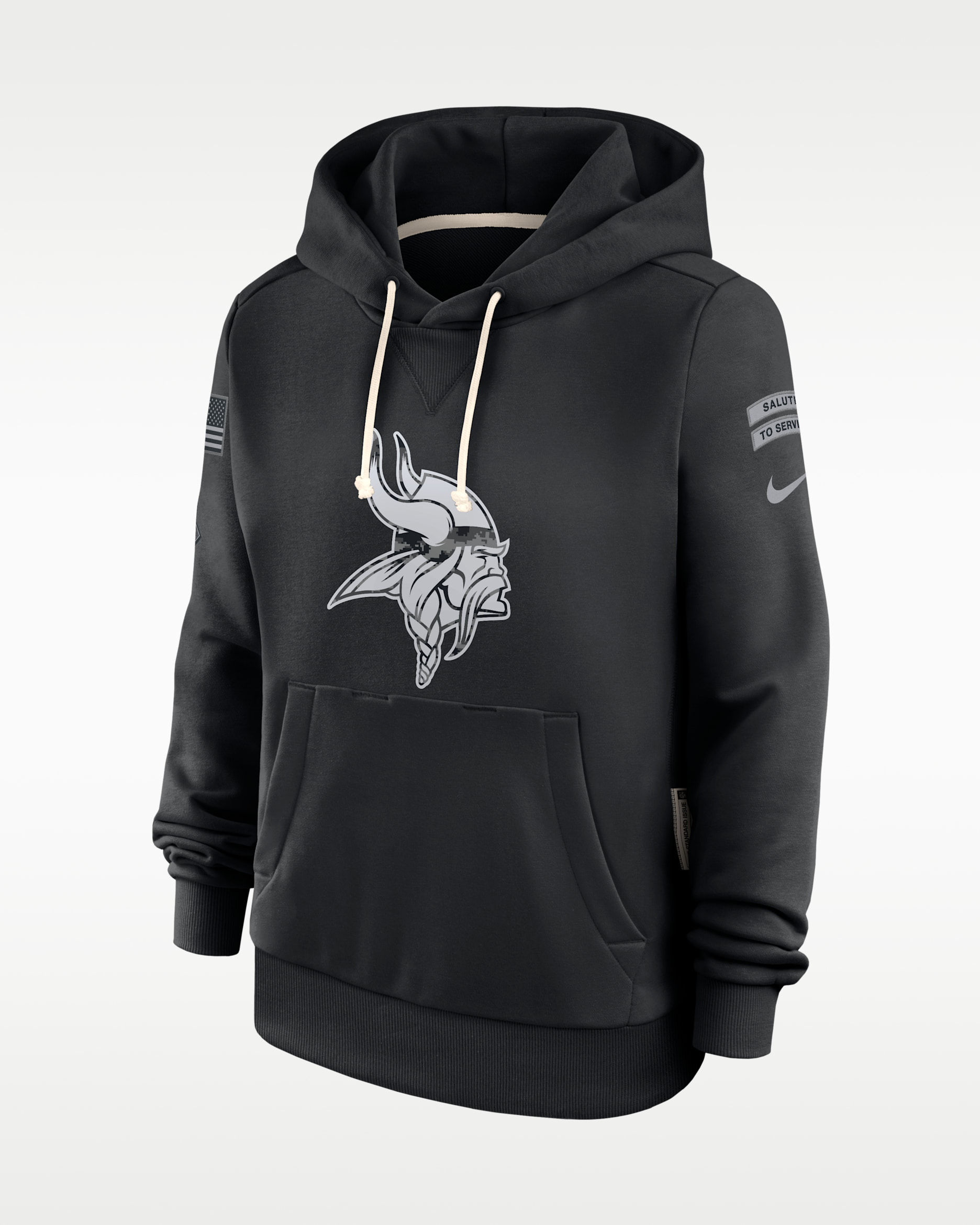 Minnesota Vikings Salute to Service Sideline Women's Nike Dri-FIT NFL Pullover Hoodie - Black