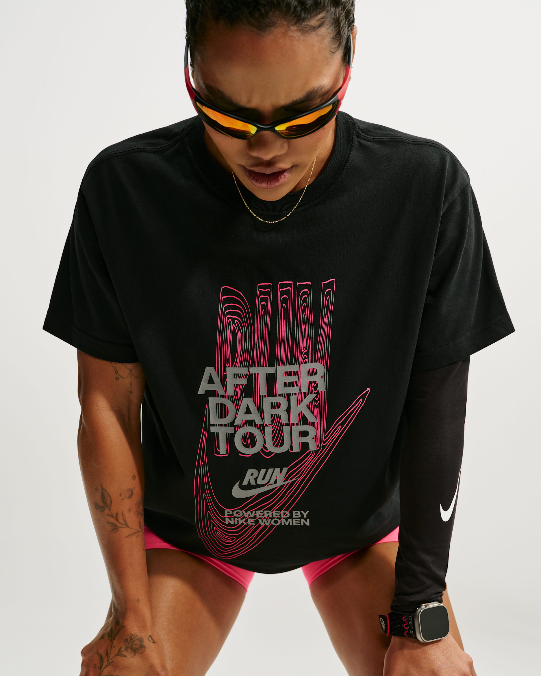 Nike After Dark Tour Women's Dri-FIT Short-Sleeve Running T-Shirt - Black