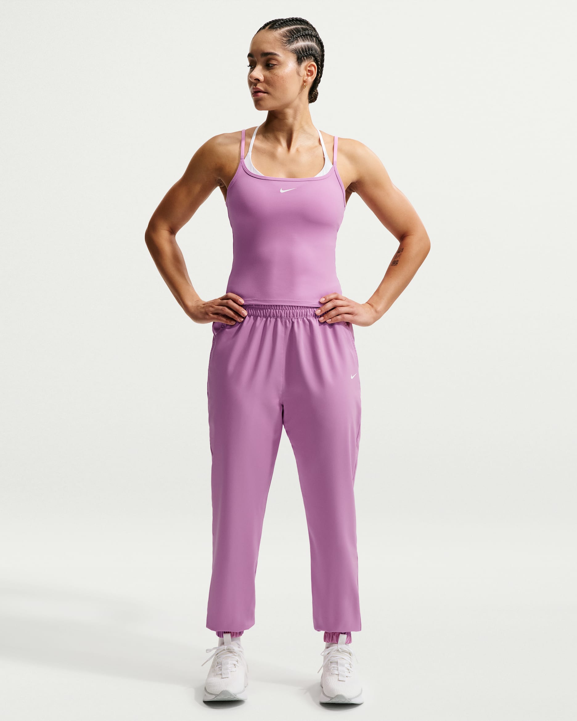 Nike One Women's Dri-FIT High-Waisted 7/8 Joggers - Light Magenta/White