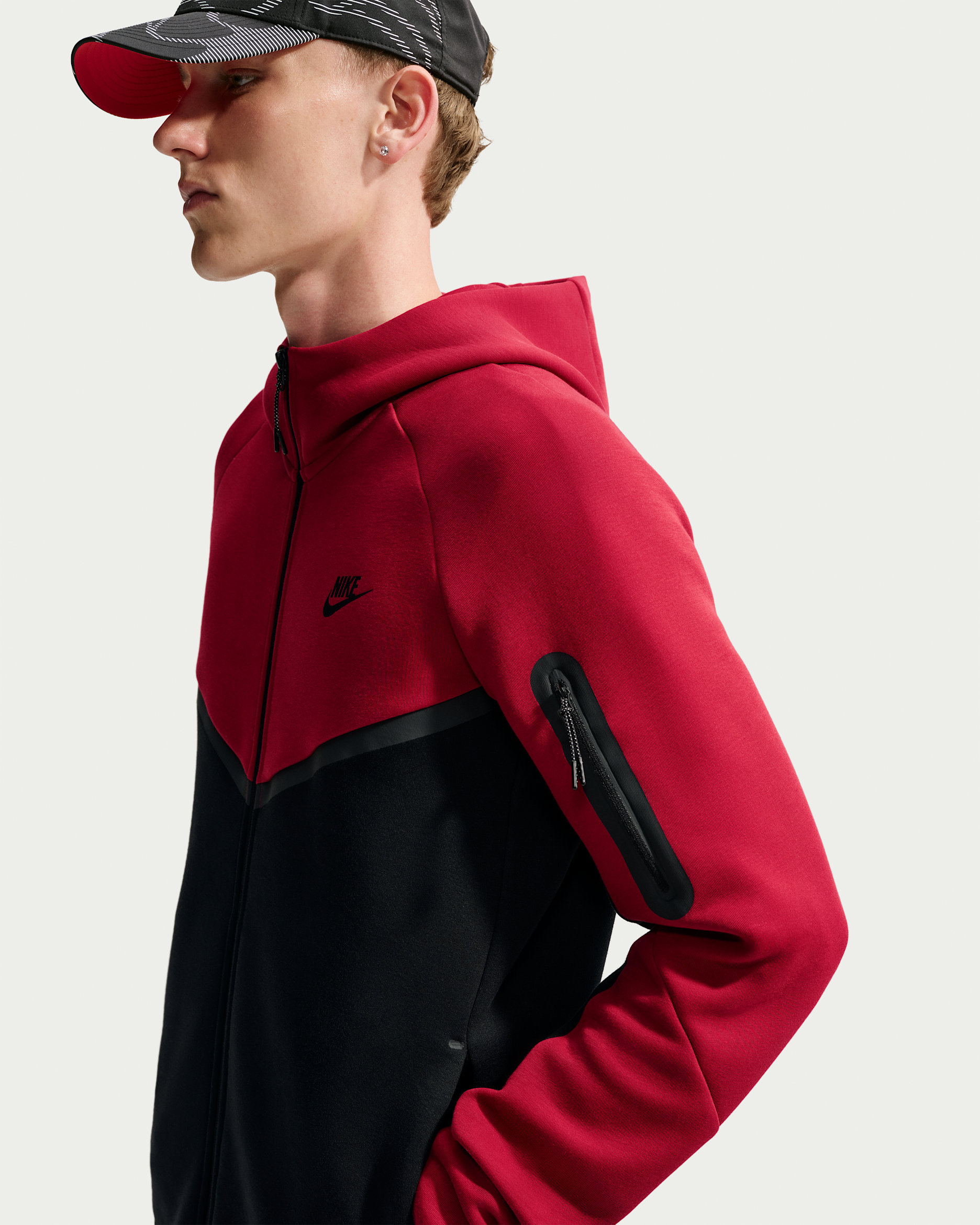 Nike Tech Men's Fleece Windrunner Full-Zip Jacket - Tough Red/Black/Black