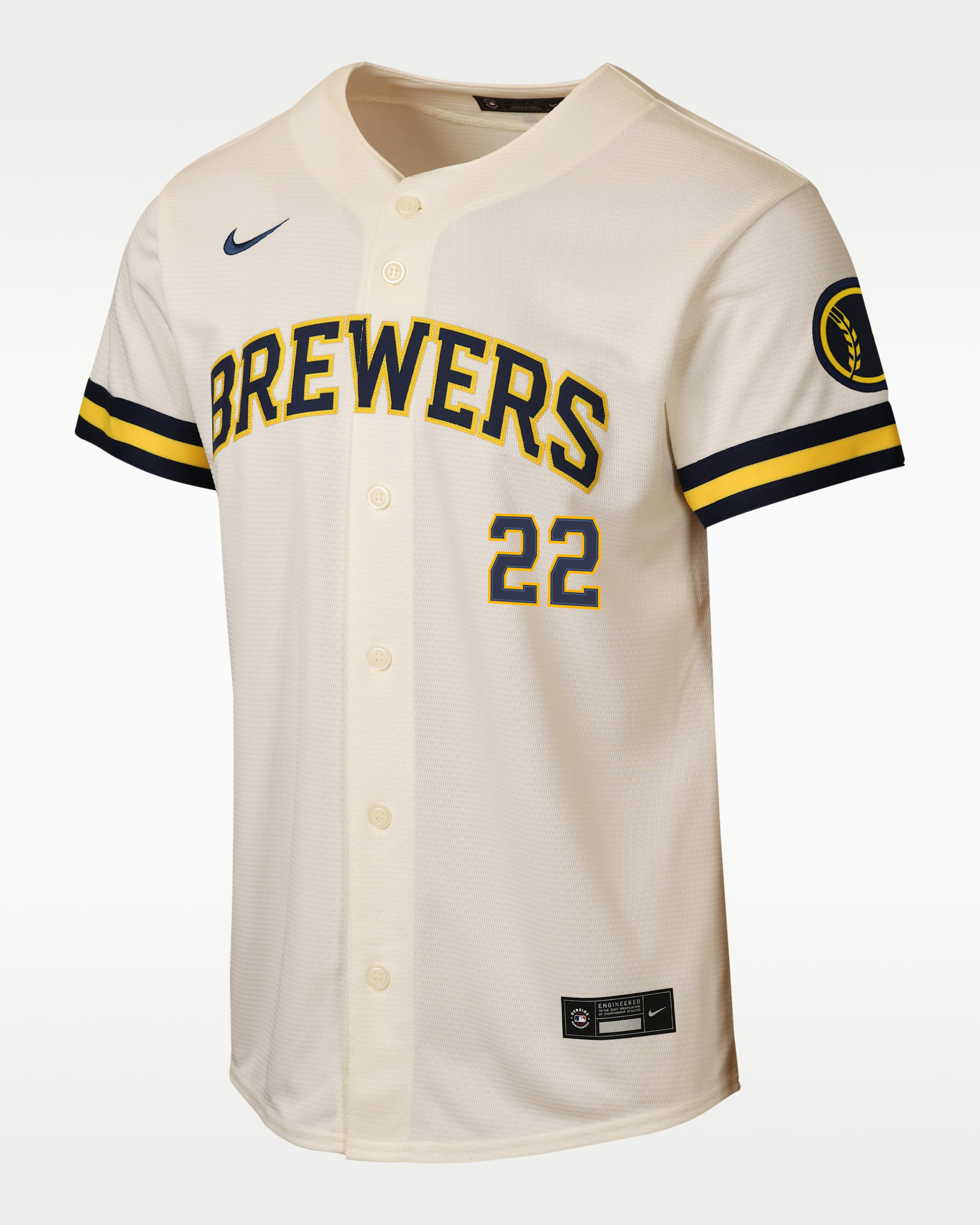 Christian Yelich Milwaukee Brewers Big Kids' Nike MLB Stadium Home Jersey - Cream