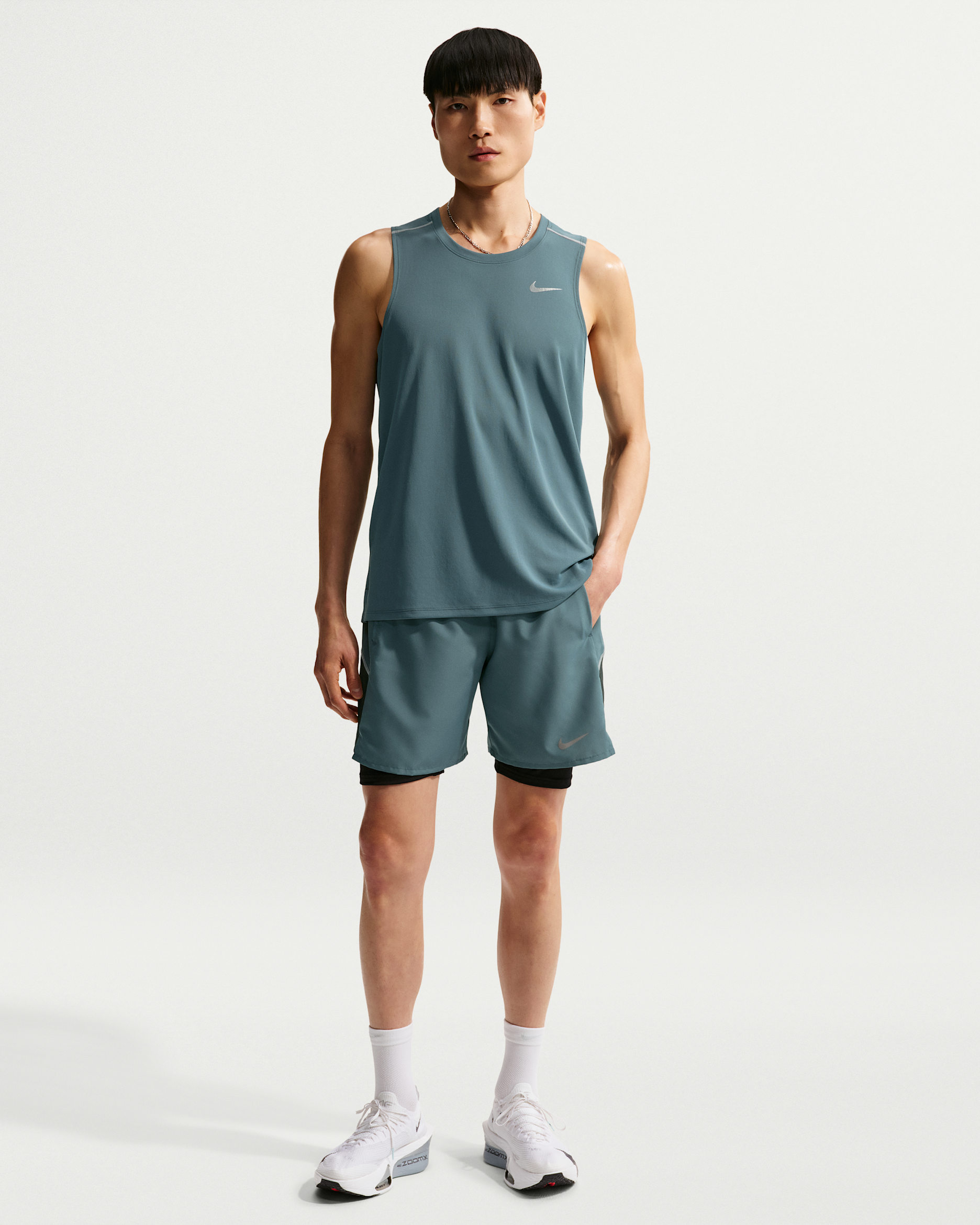 Nike Miler Men's Dri-FIT 18cm (approx.) Brief-Lined Running Shorts - Mineral Slate/Black Spruce