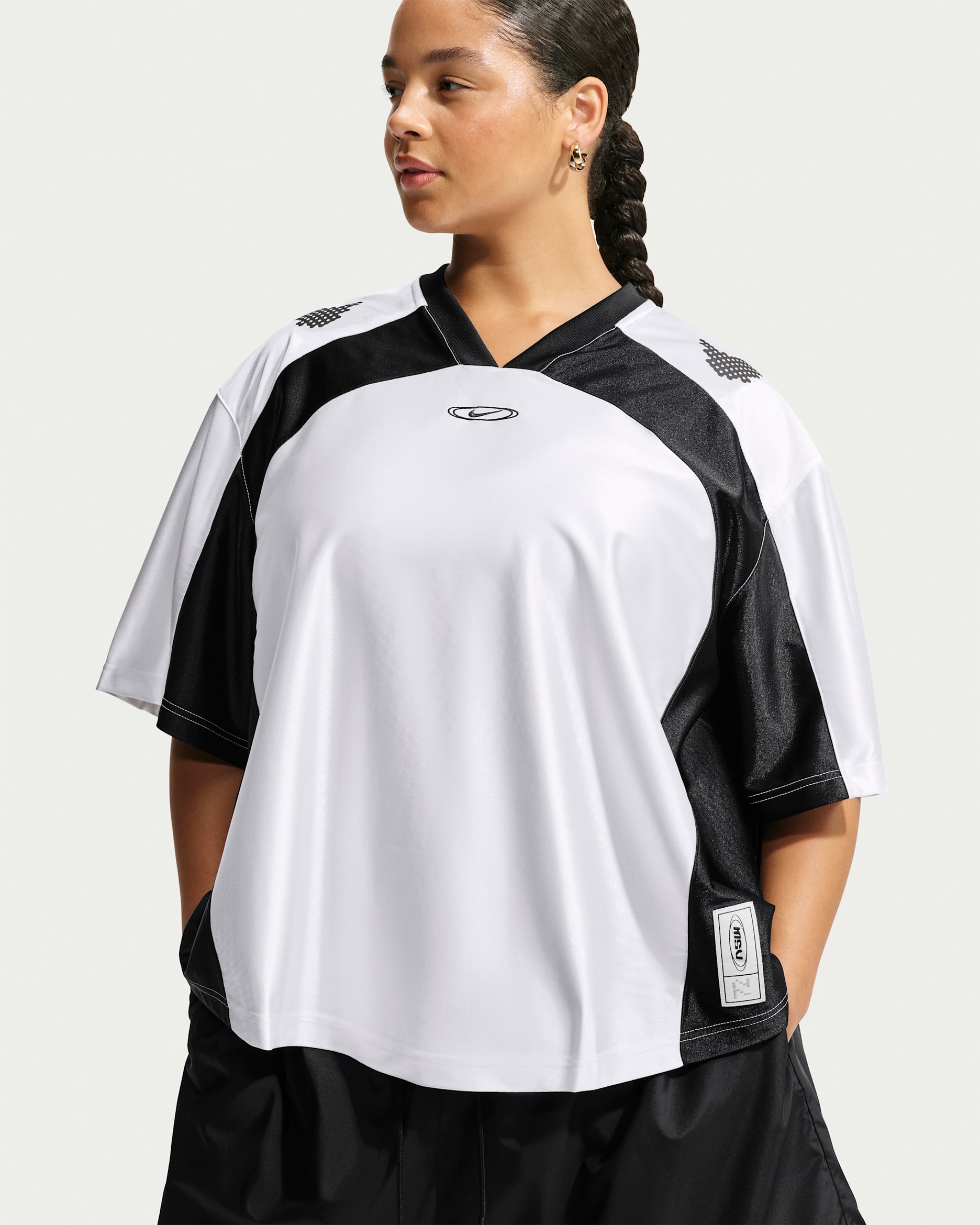 Nike Sportswear Women's Oversized Jersey (Plus Size) - White/Black/Black/Black