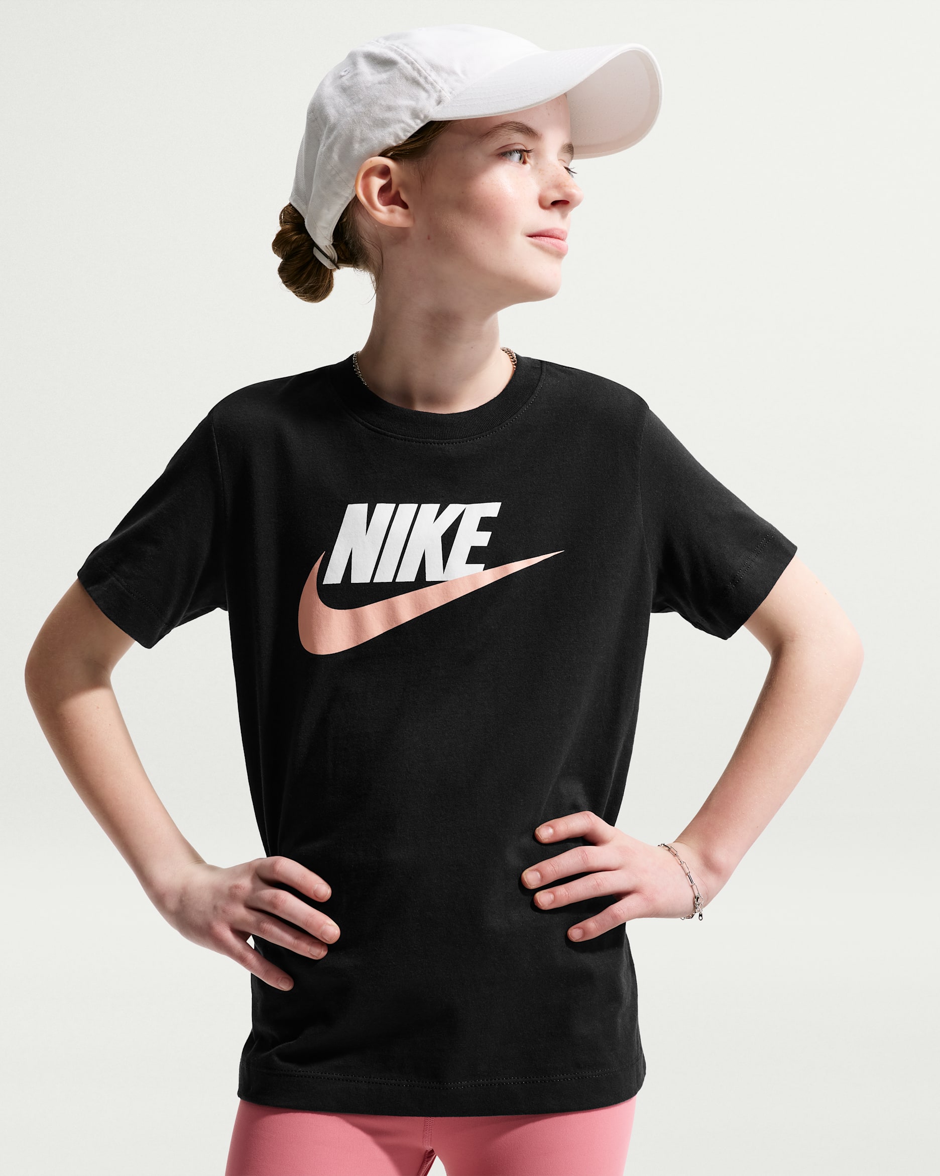 Nike Sportswear Big Kids' T-Shirt - Black/White/Arctic Orange