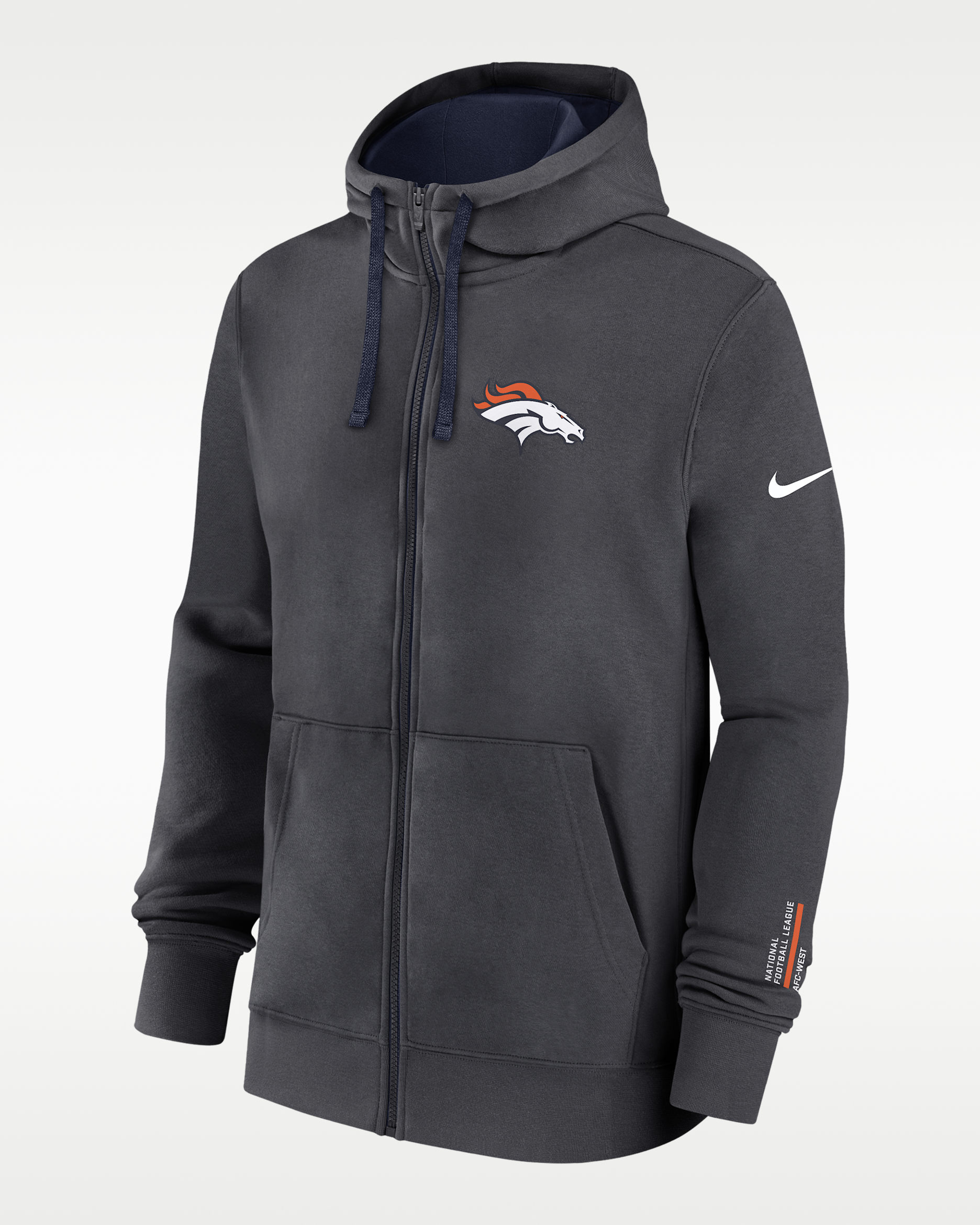 Denver Broncos Playbook Page Club Men's Nike NFL Full-Zip Hoodie - Anthracite