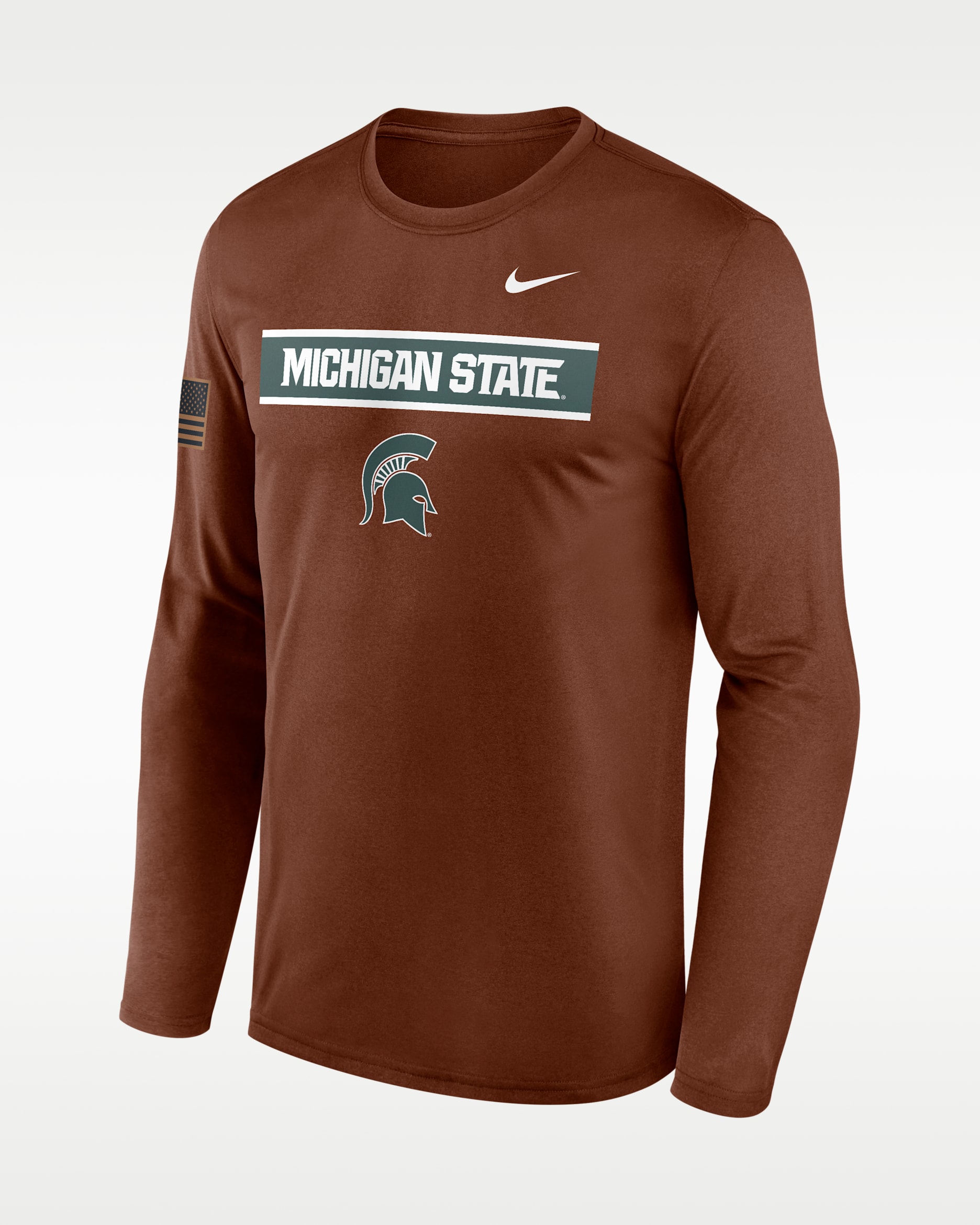 Michigan State Courtside Men's Nike Dri-FIT College Long-Sleeve T-Shirt - Brown