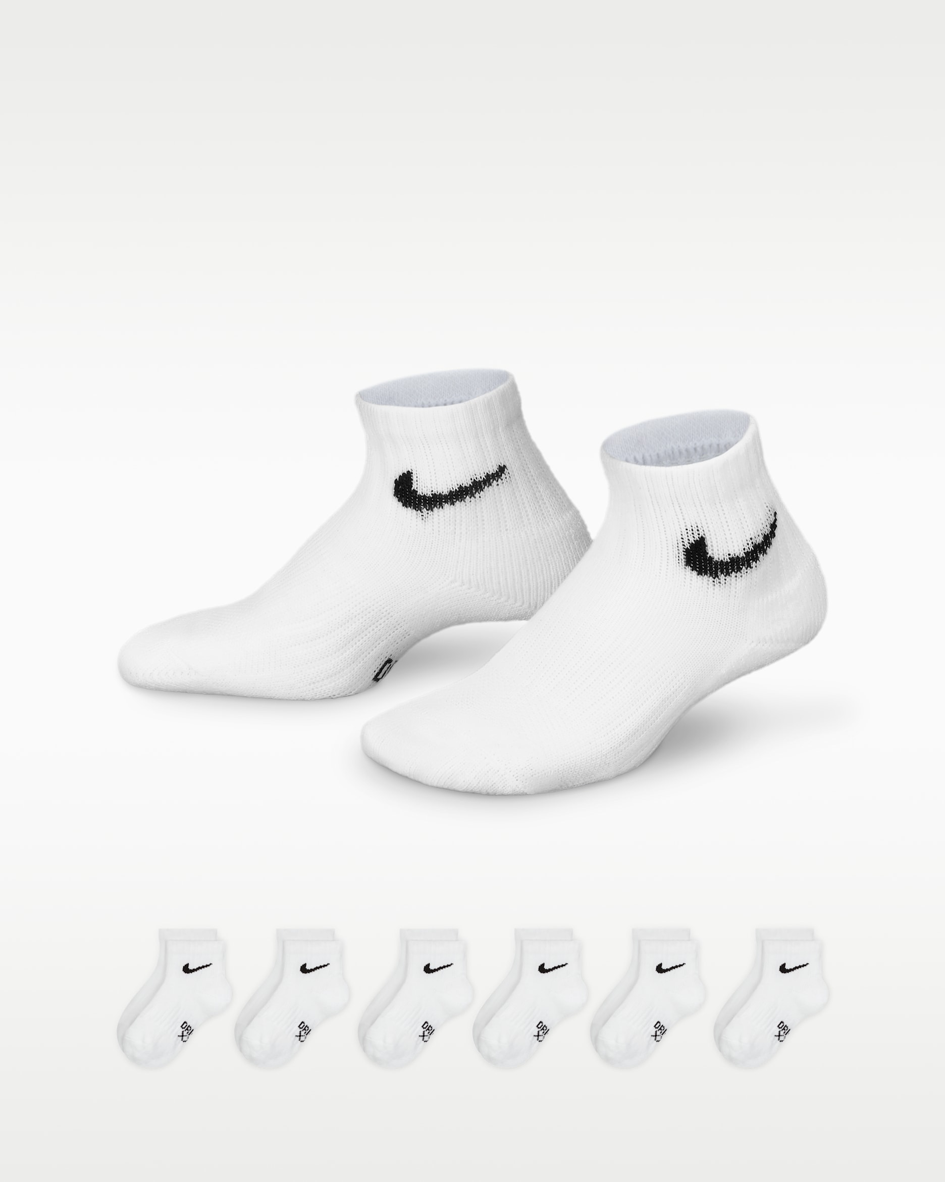 Nike Dri-FIT Performance Basics Little Kids' Ankle Socks (6 Pairs) - White