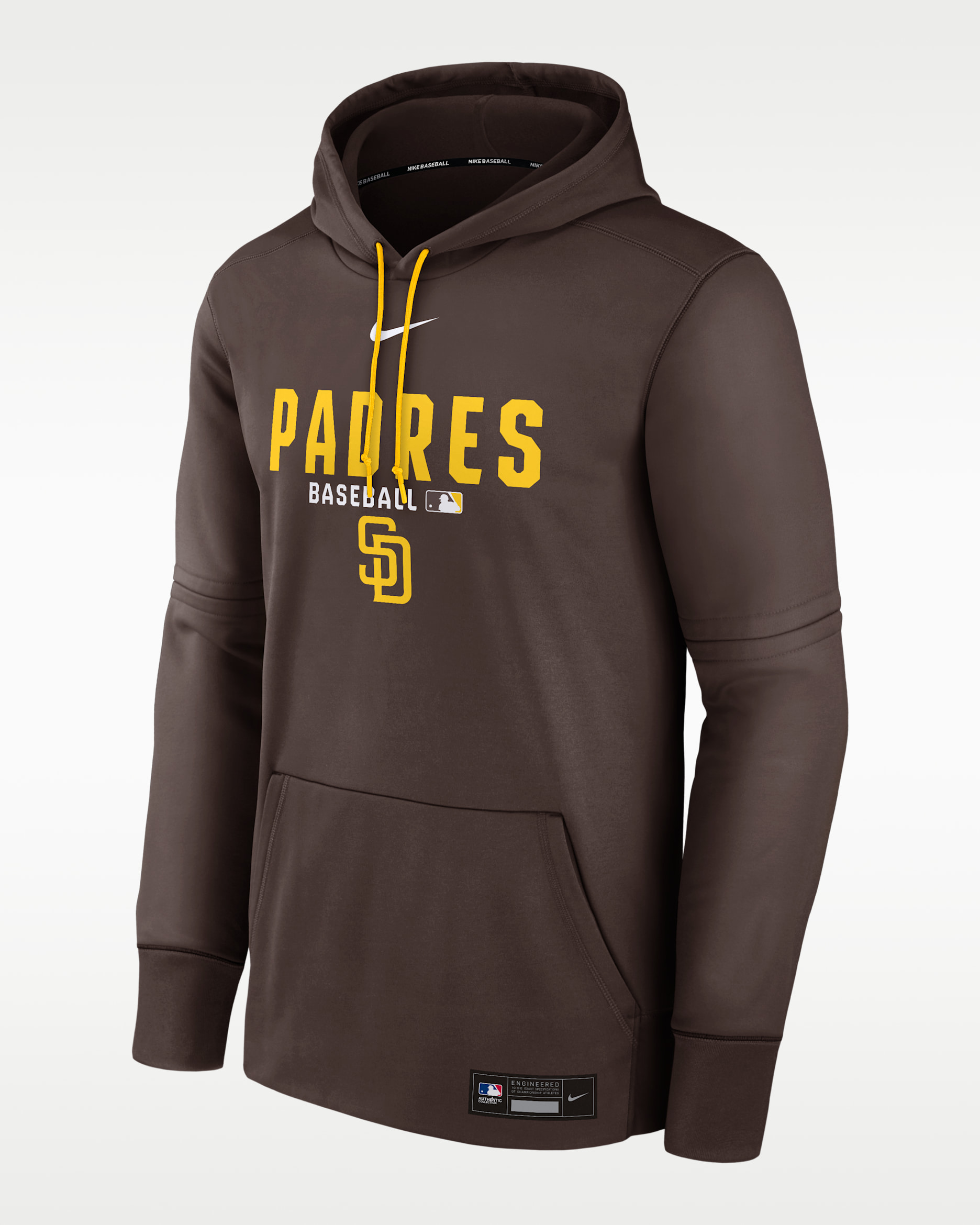 San Diego Padres Authentic Collection Men's Nike Therma MLB Pullover Hoodie - Brown