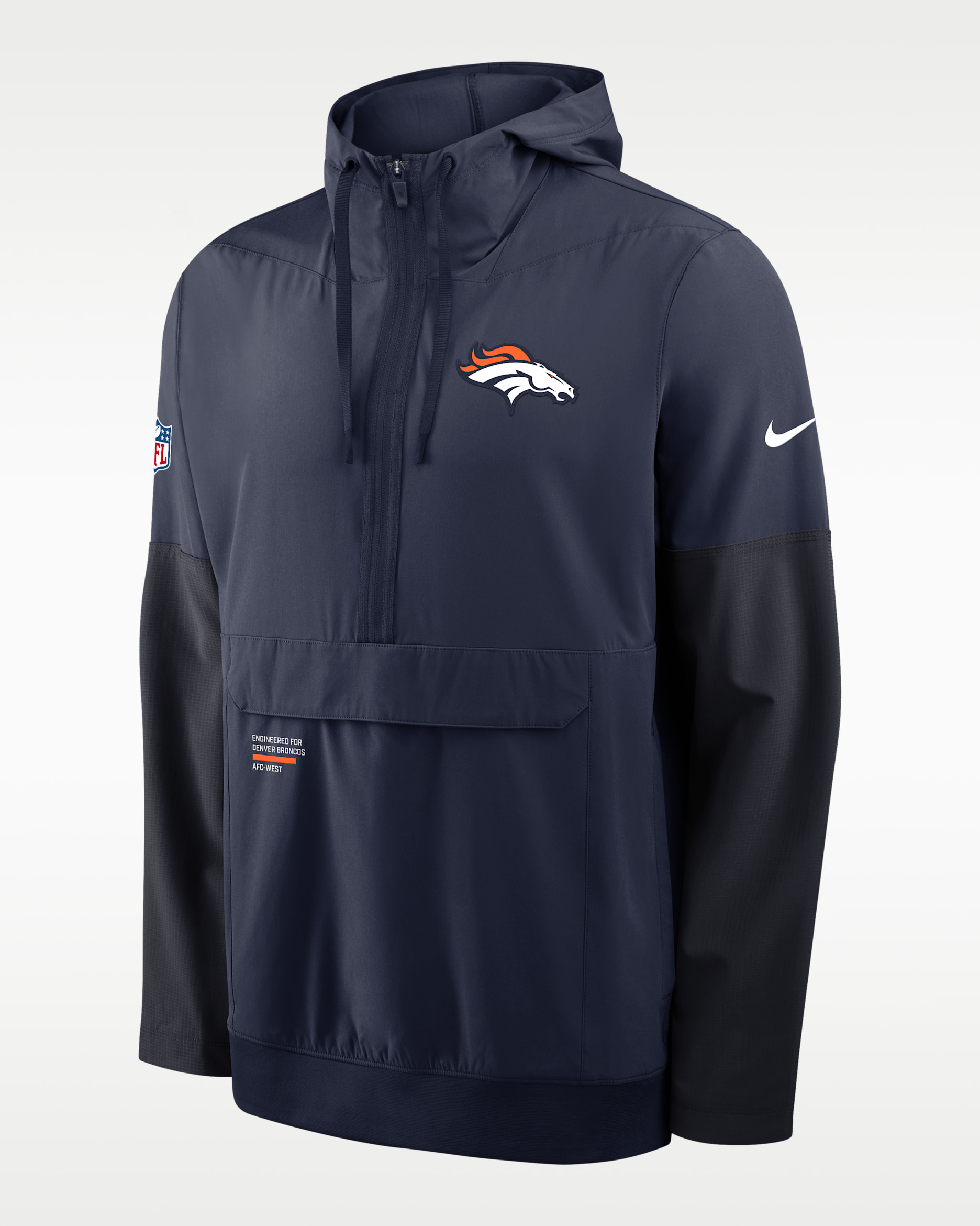 Denver Broncos Well Rounded Anorak Men's Nike NFL 1/2-Zip Hooded Jacket - Navy