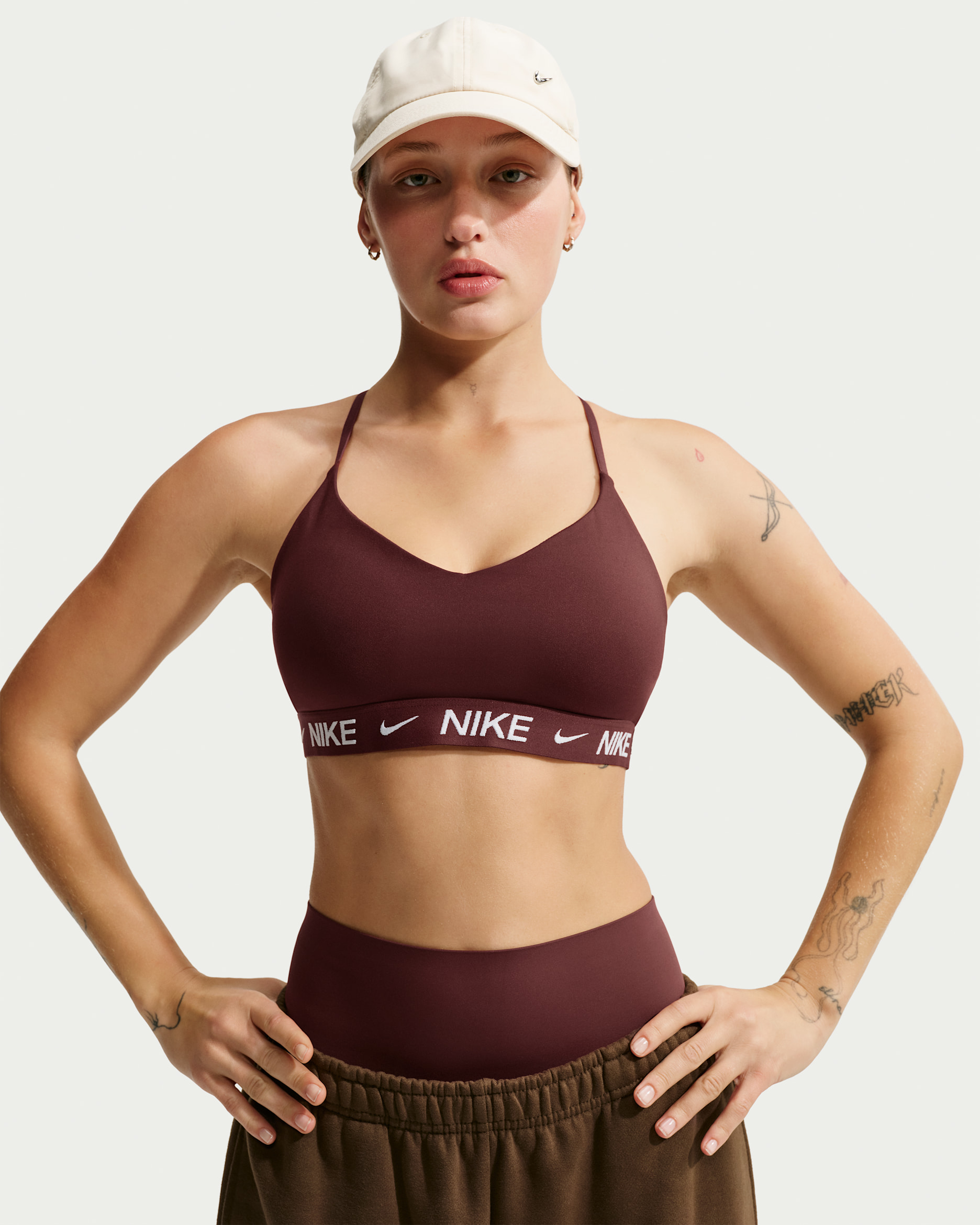 Nike Indy Light-Support Women's Padded Adjustable Sports Bra - Mystic Dates/White