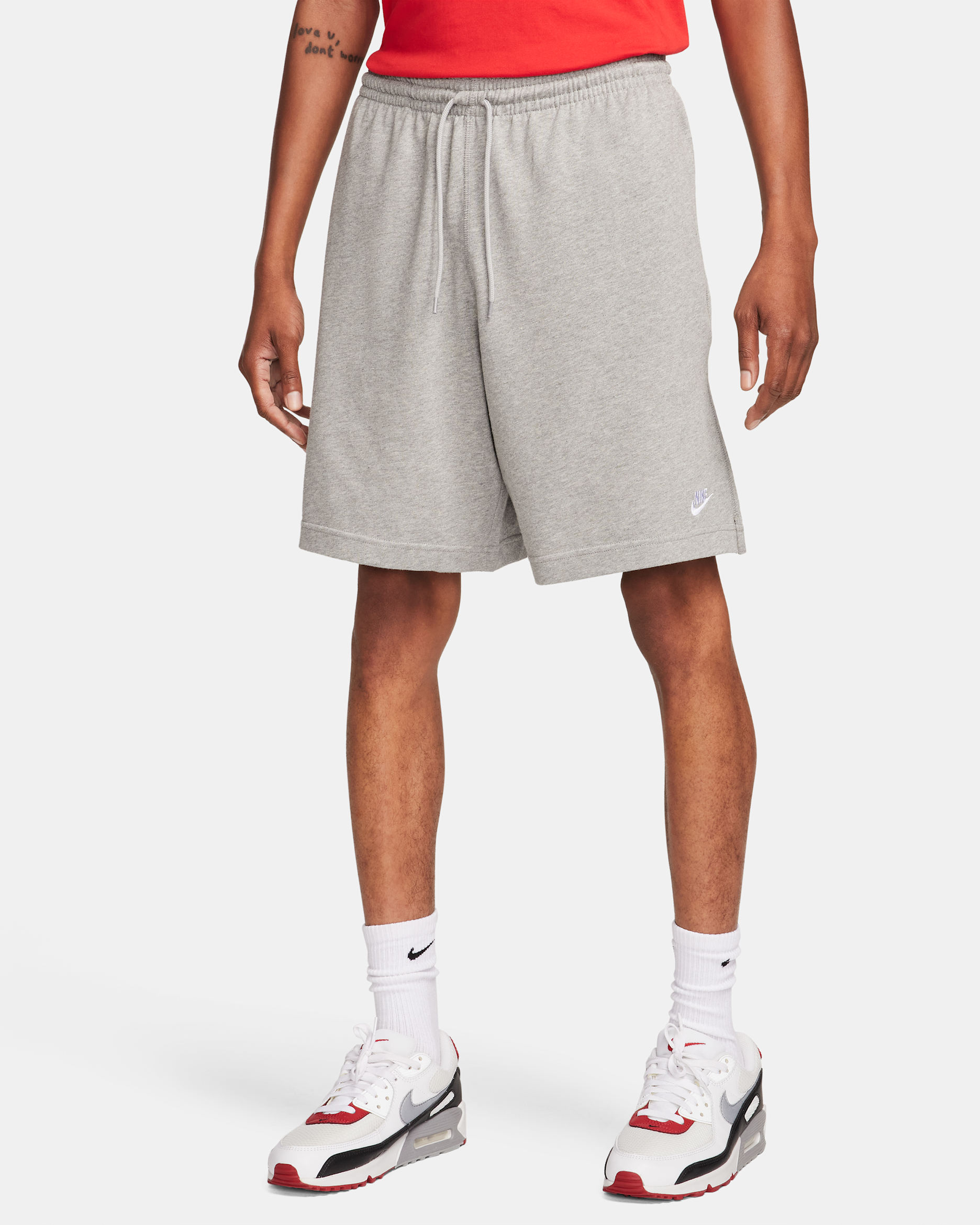 Short en maille Nike Sportswear Club pour homme - Dark Grey Heather/Blanc