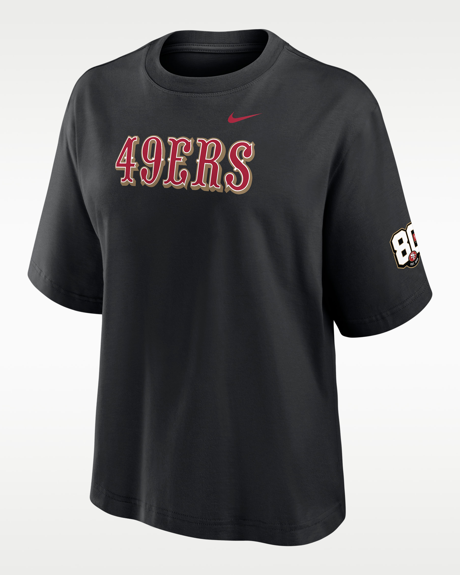 San Francisco 49ers 80th Anniversary Boxy Women's Nike NFL T-Shirt - Black