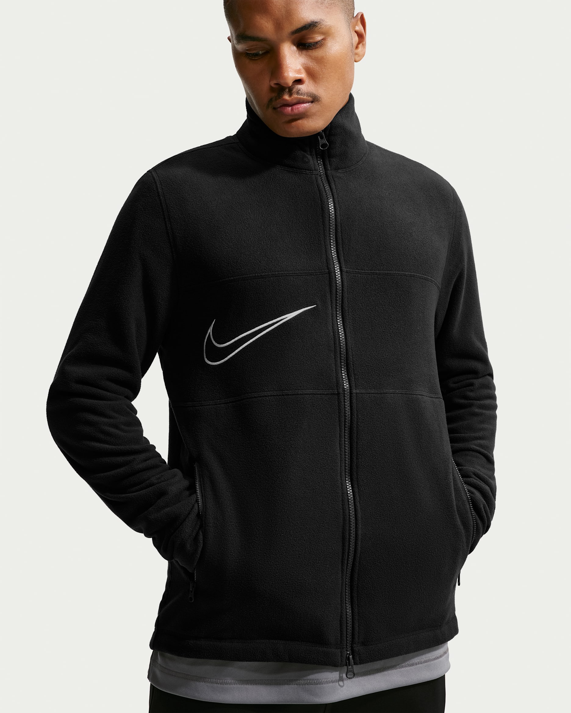 Chamarra de futbol Therma-FIT de cierre completo y tejido Fleece para hombre Nike Premier - Negro/Blanco