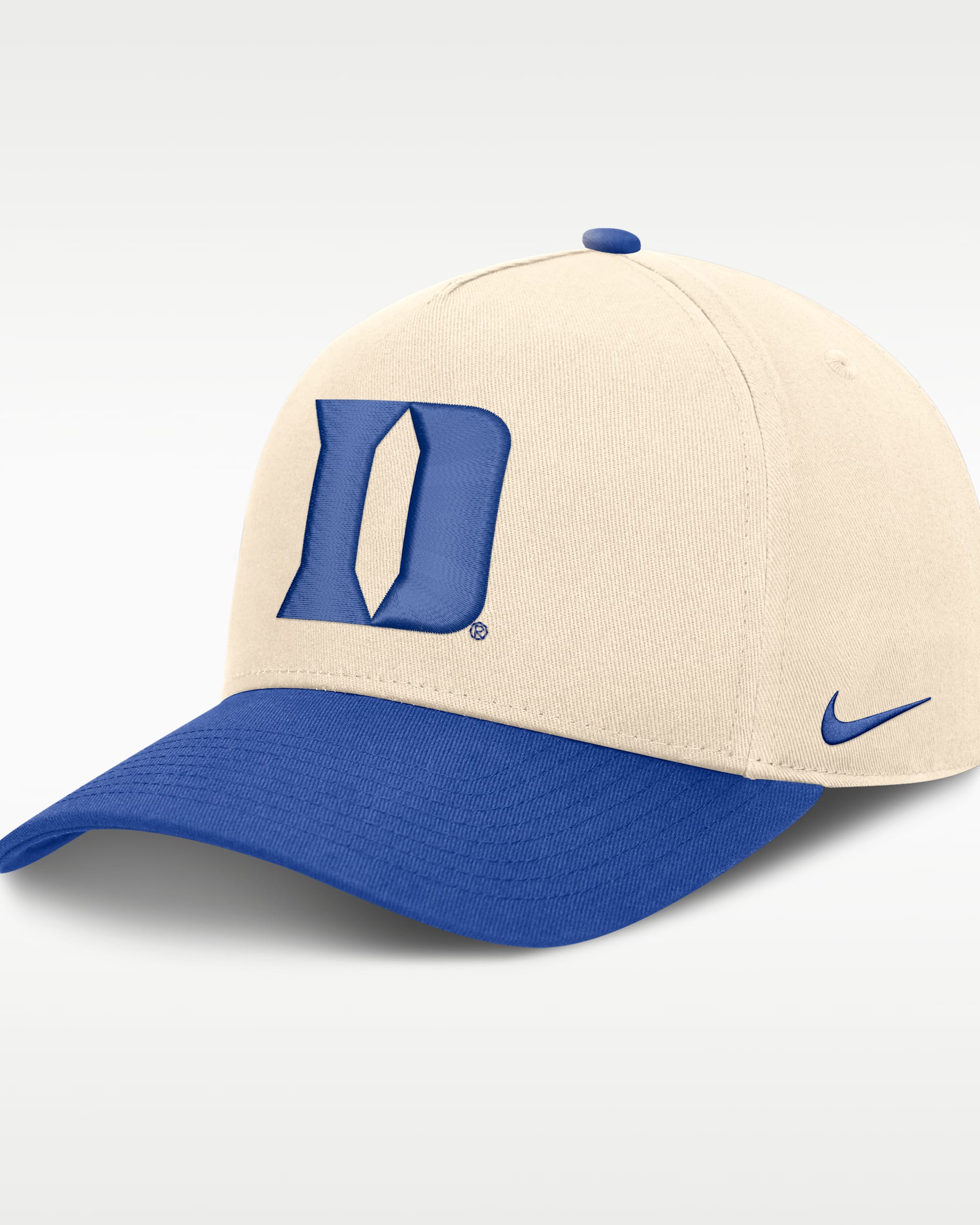 Duke Campus Prep Rise Men's Nike College A-Frame Adjustable Hat - Natural/Royal