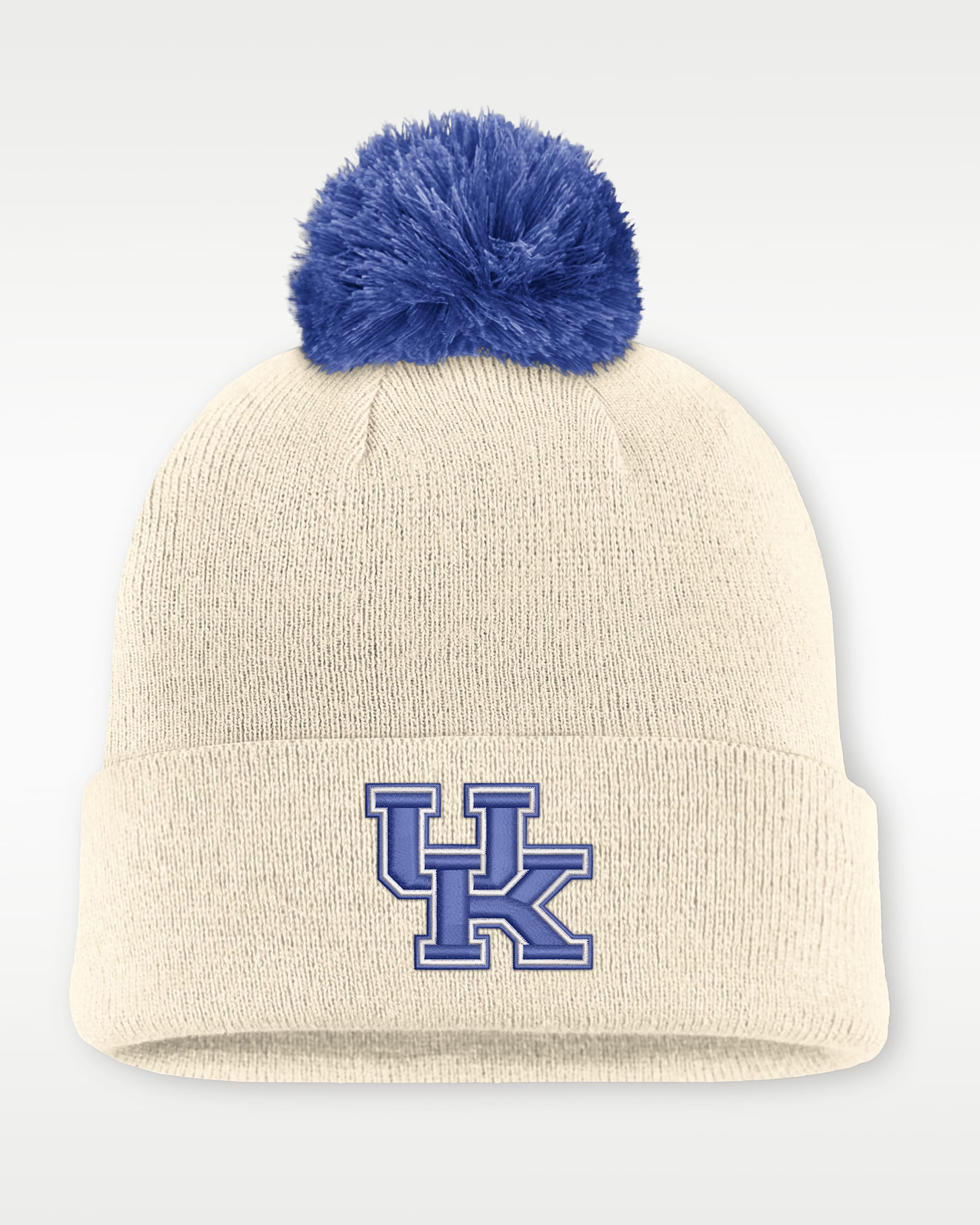Kentucky Campus Prep Script Men's Nike College Cuffed Pom Beanie - Natural/Royal